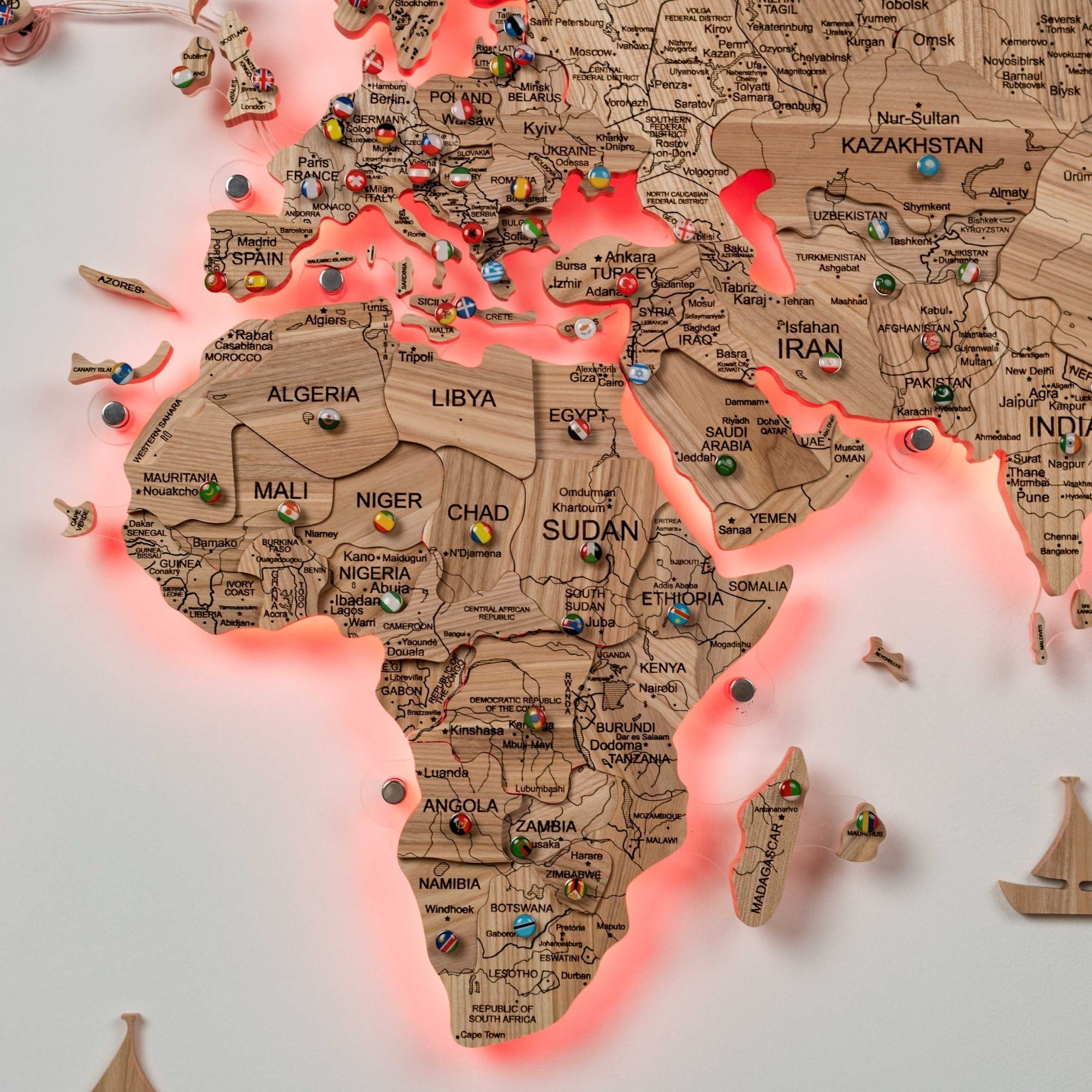 Mapamundi Pared Madera Sólida