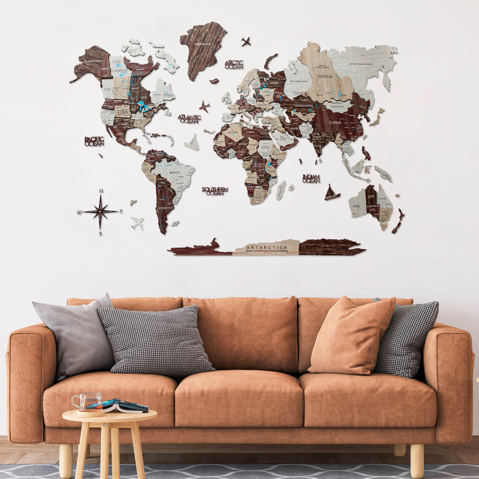 Mapa cappuccino en pared