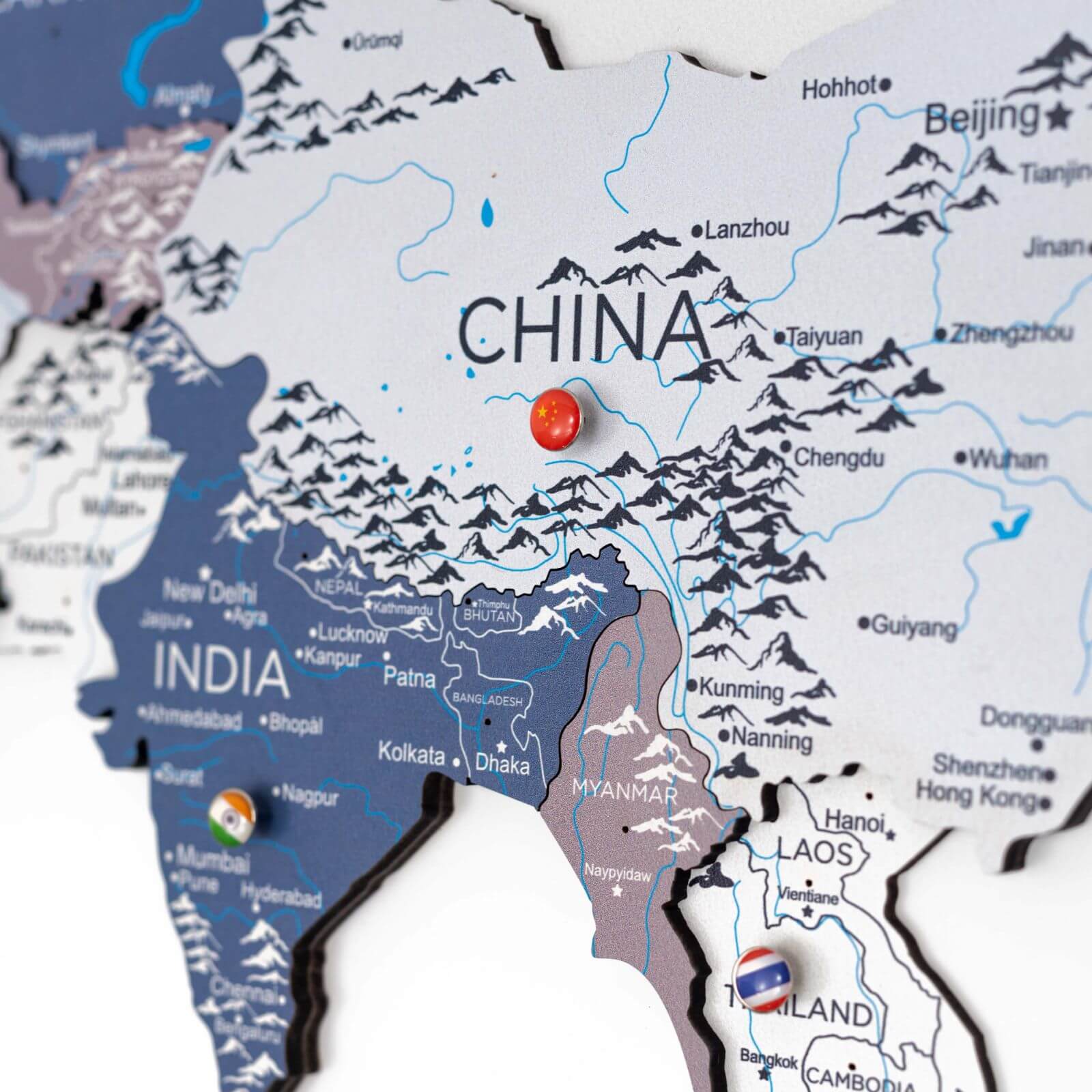 wooden colored 3d map