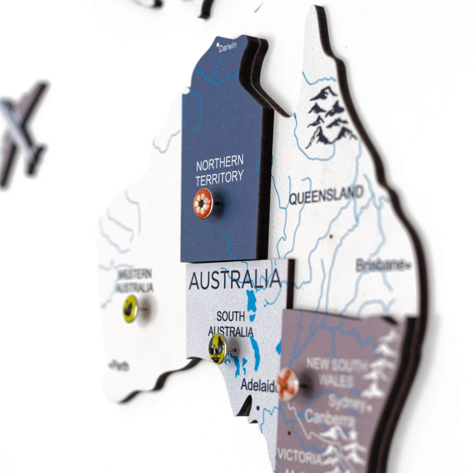 3D colored world map wall decor