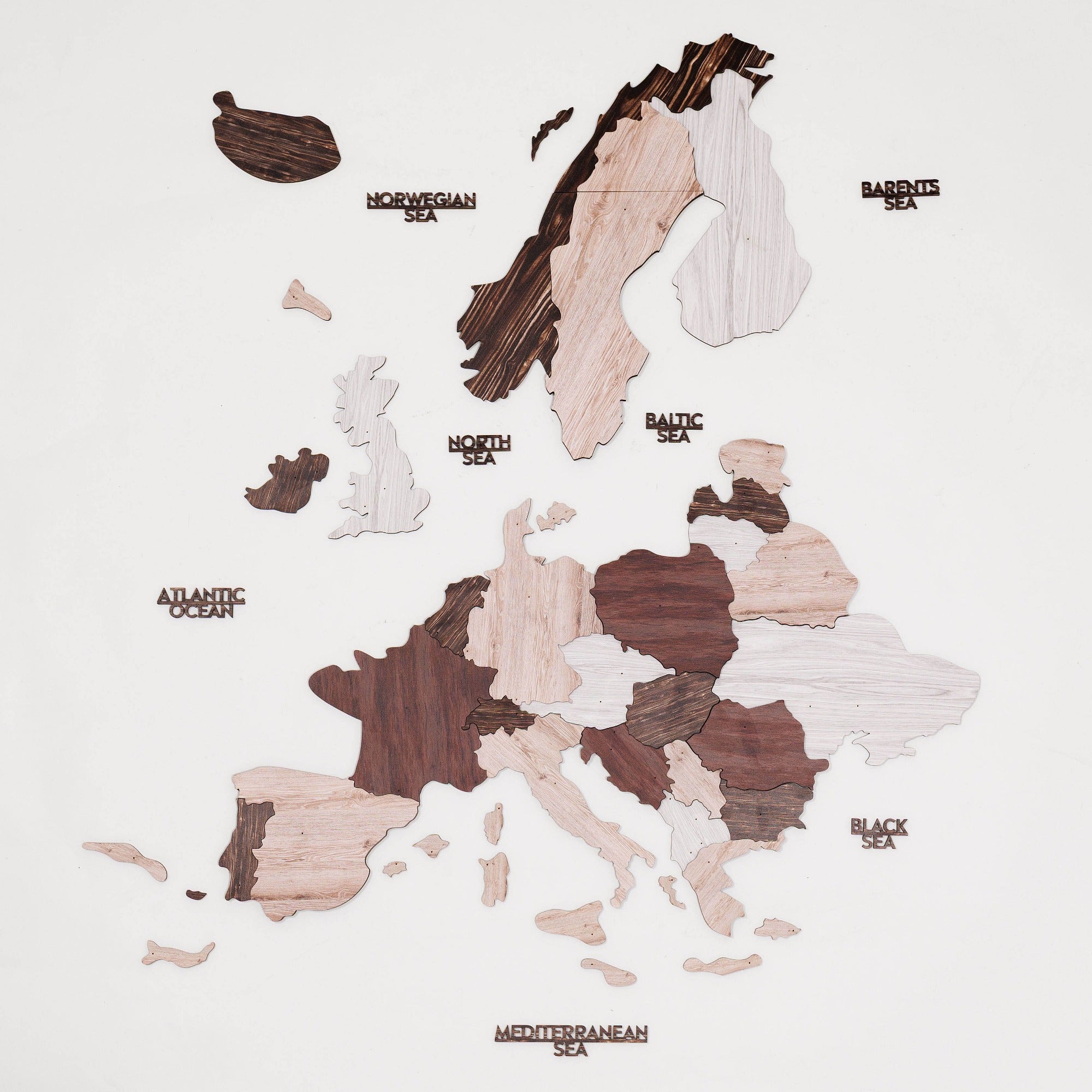 Mapa de Europa 3D de Madera Cappuccino