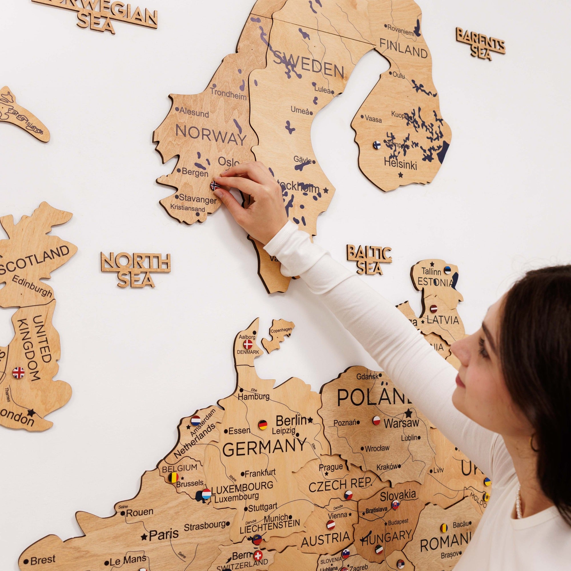 Mapa de Europa 3D de Madera Dorado