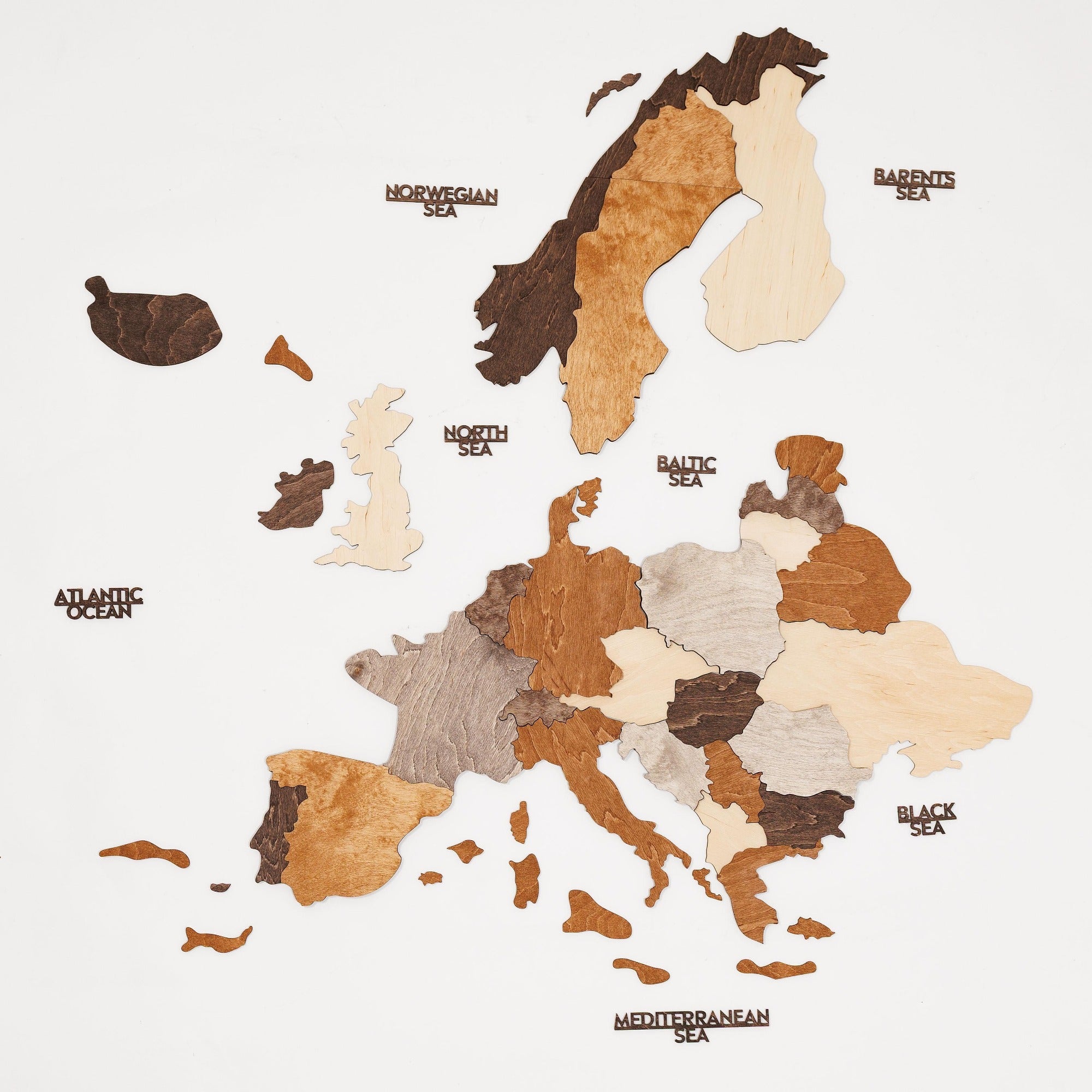 Mapa de Europa 3D de Madera de Colores