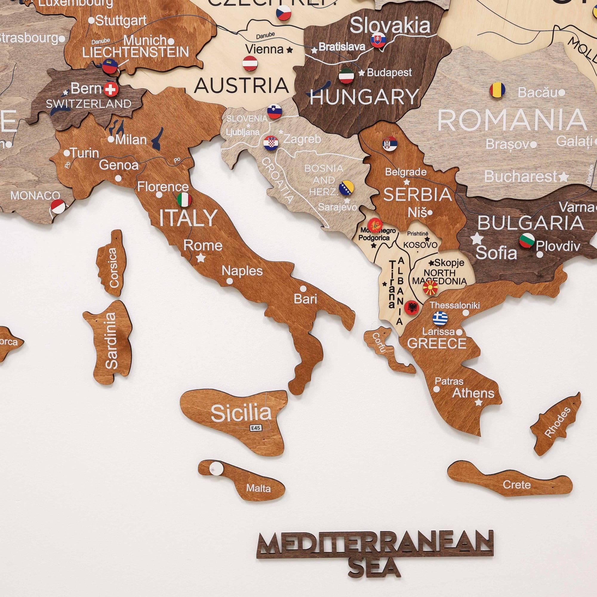 Mapa de Europa 3D de Madera de Colores