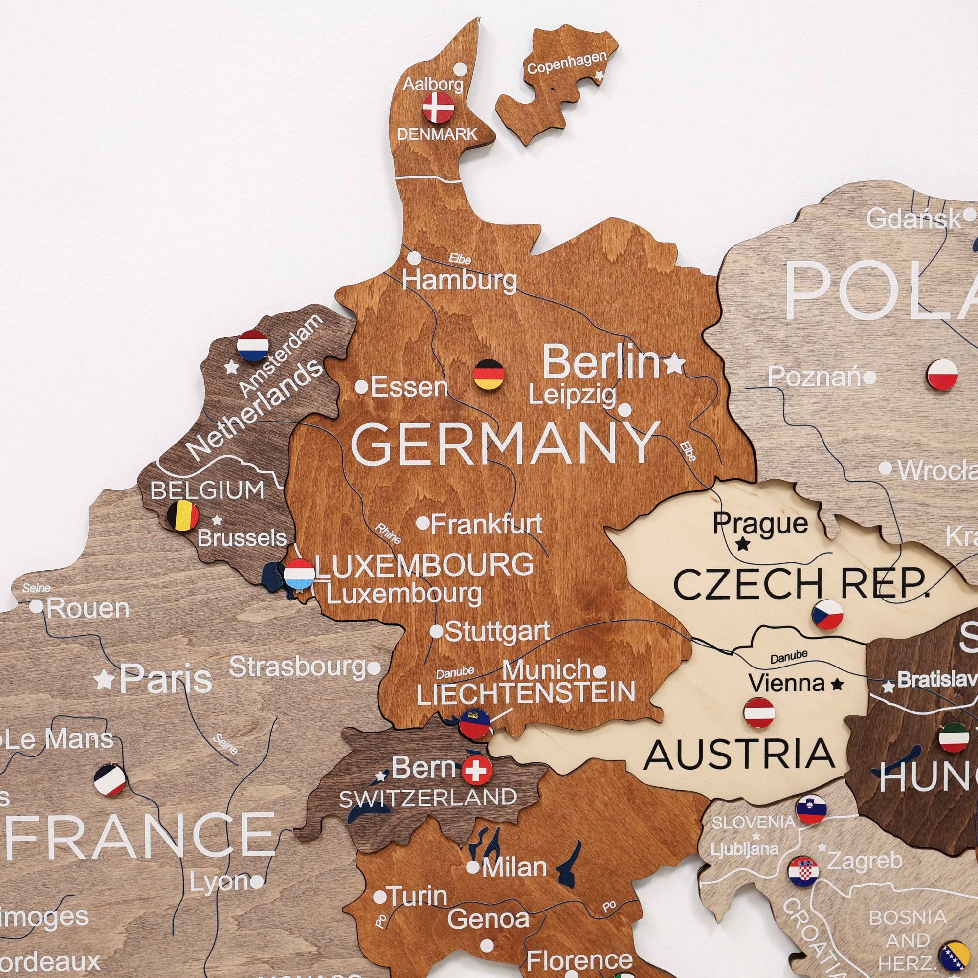 Mapa de Europa 3D de Madera de Colores