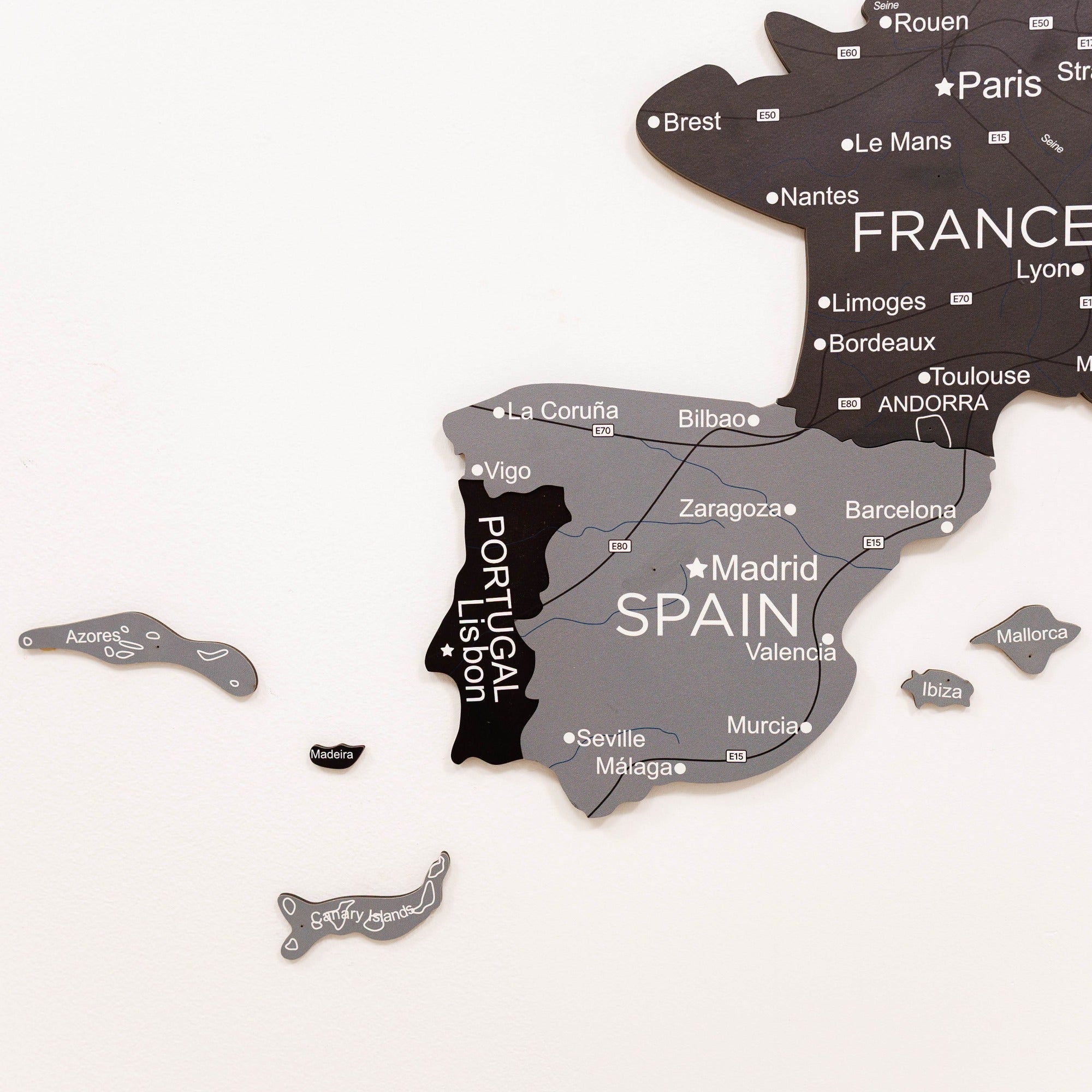 Mapa de Europa 3D de Madera Nordik