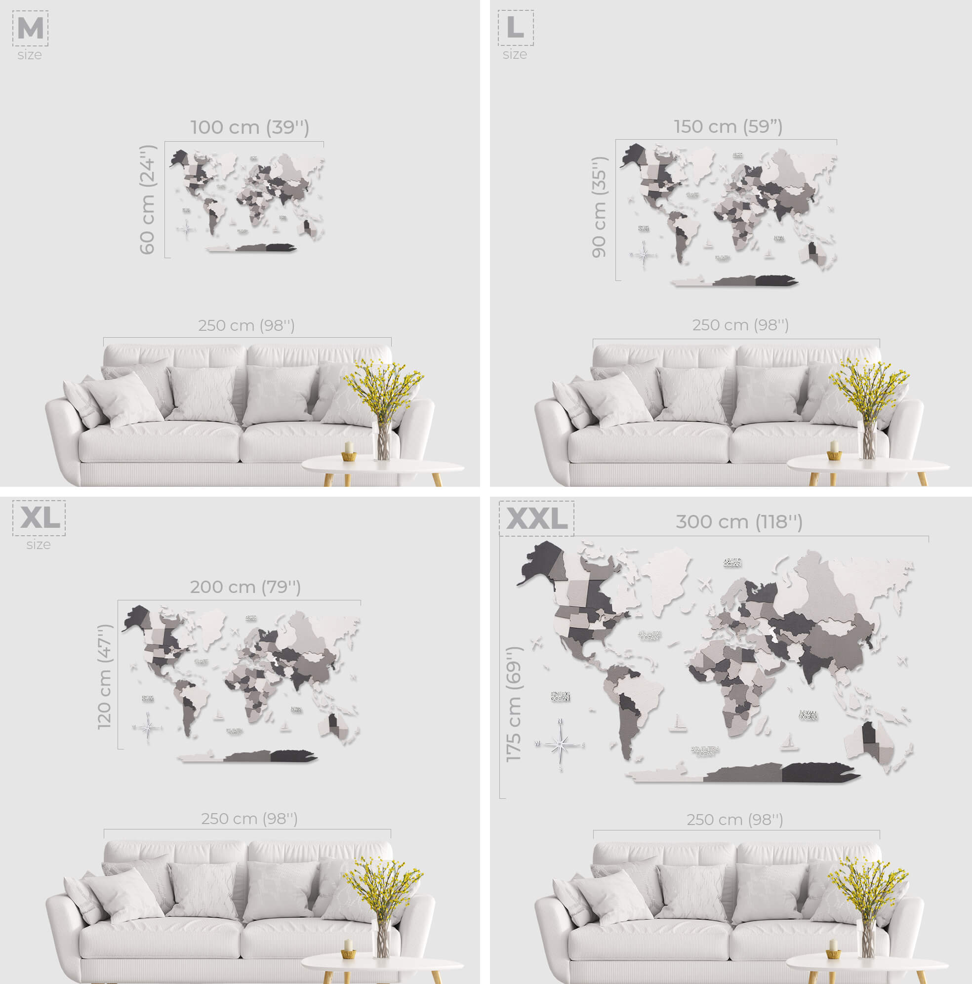 Mapa Mundial 3D de Madera Concrete