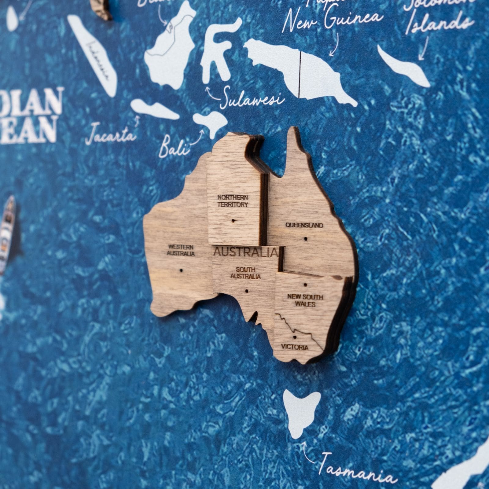 Mapamundi 3D de Madera Un Solo Panel Terra