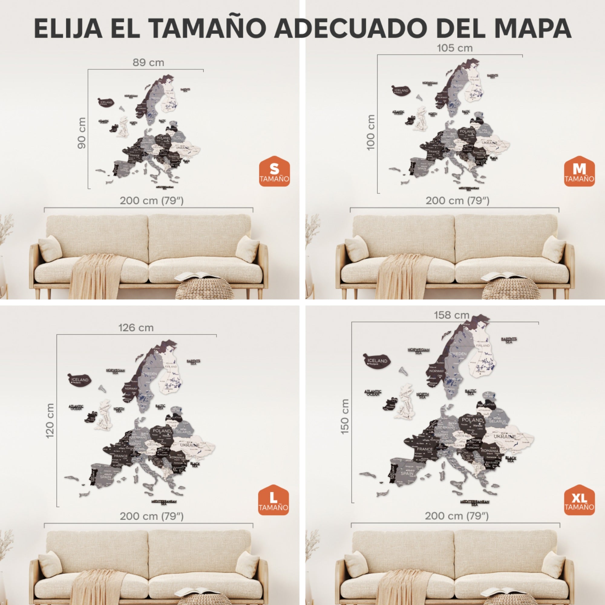 Mapa de Europa 3D de Madera Nordik