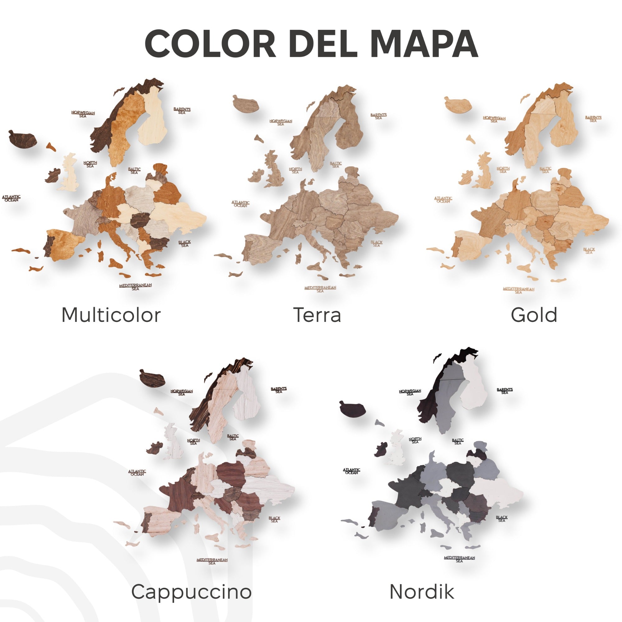 Mapa de Europa 3D de Madera Nordik