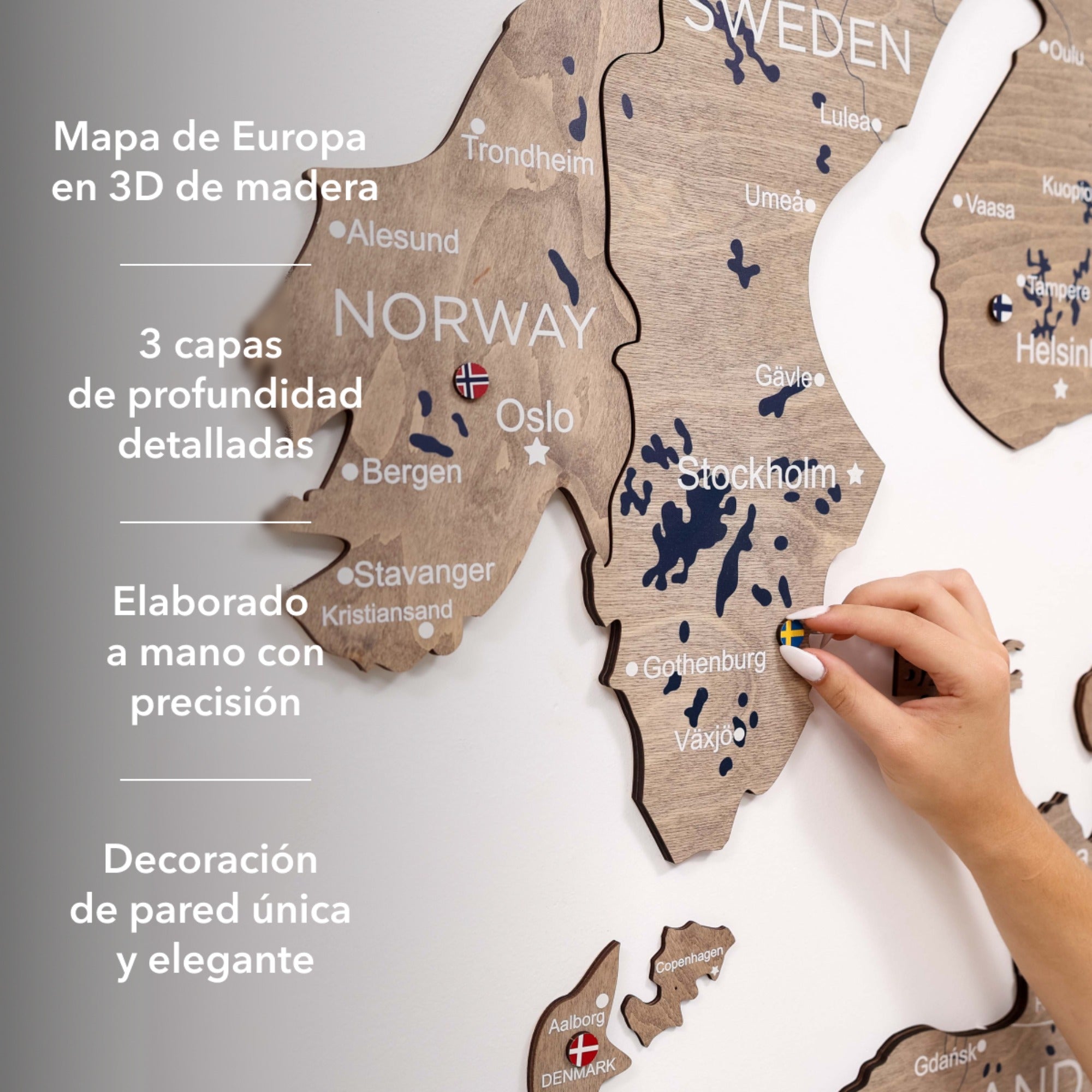 Mapa de Europa 3D de Madera Terra