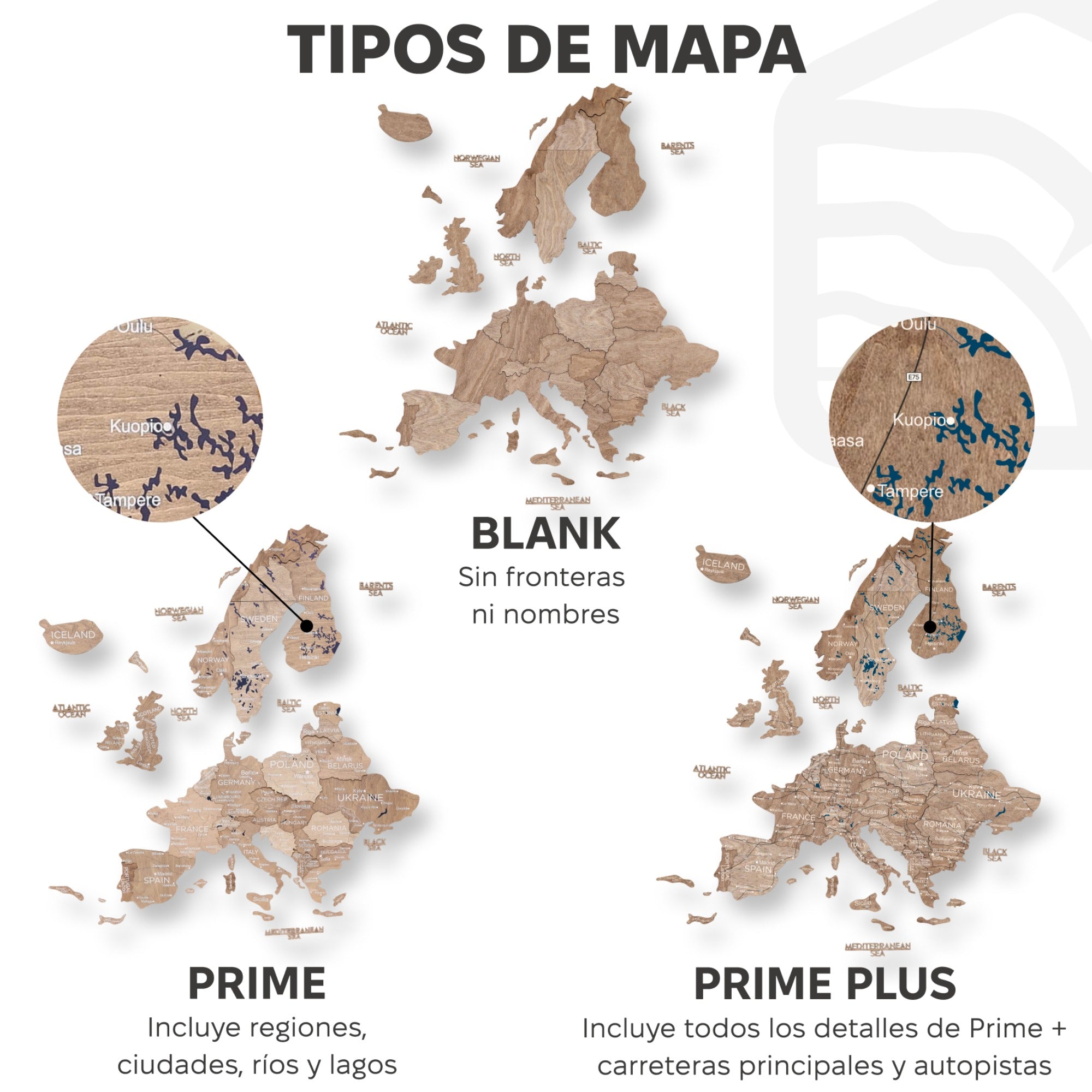 Mapa de Europa 3D de Madera Terra