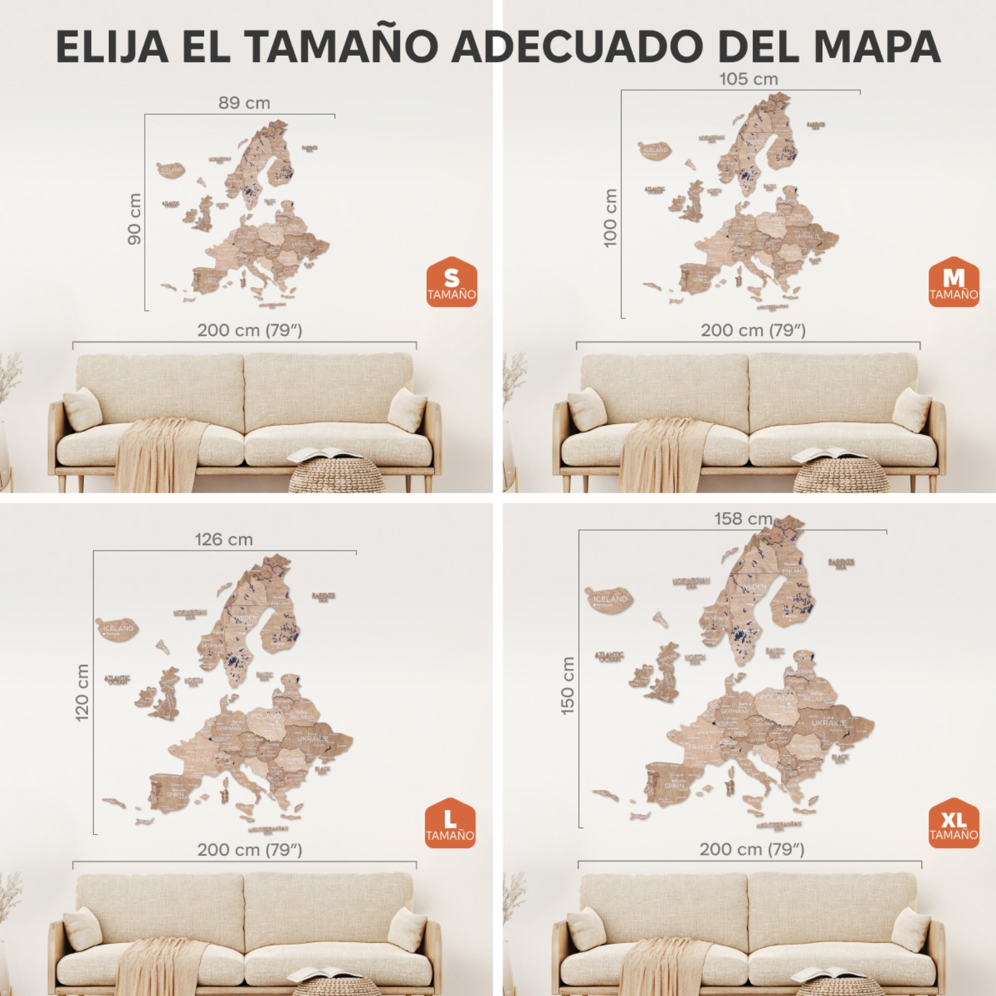 Mapa de Europa 3D de Madera Terra