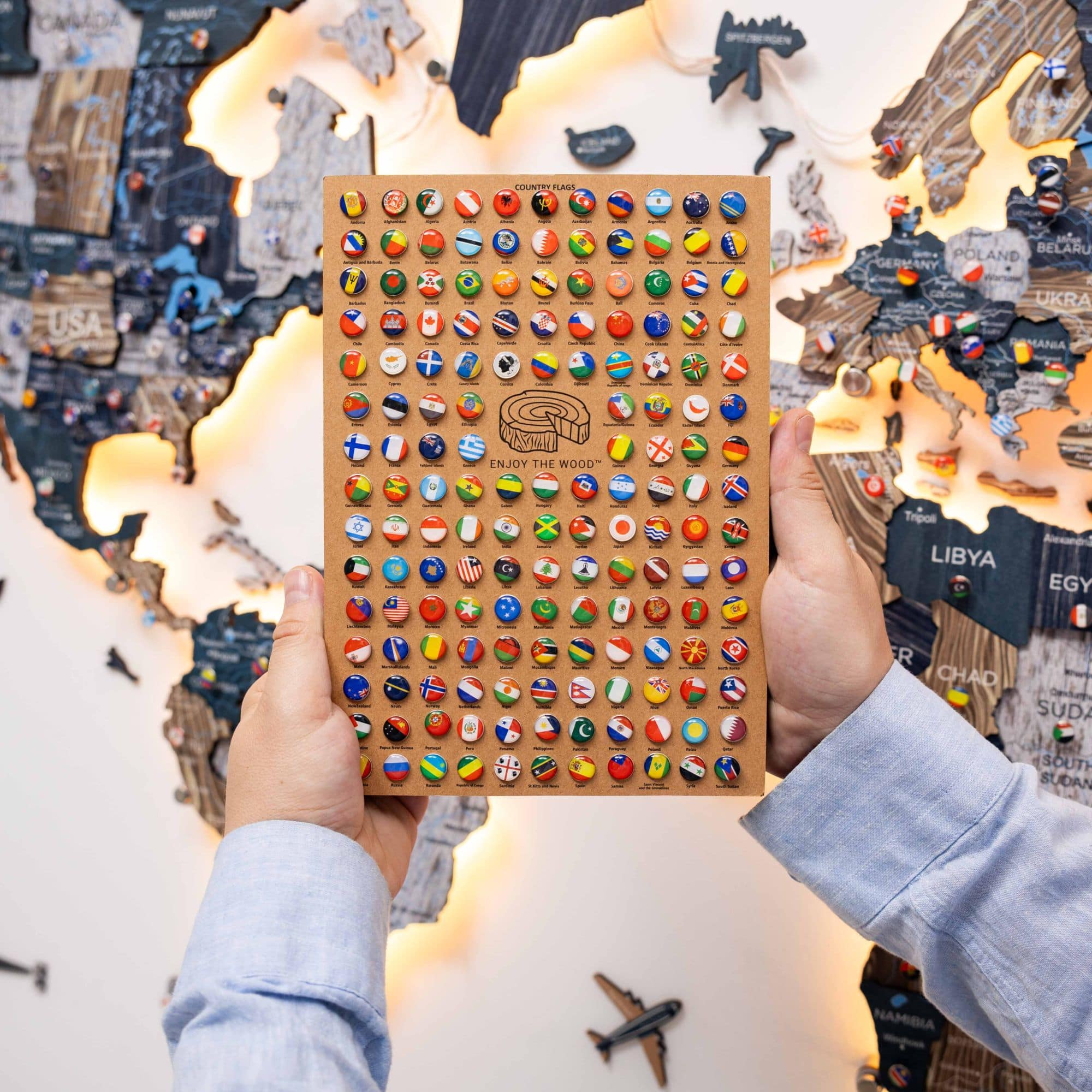 3D LED / LUMINOUS Wooden World Map 3.0 Mystery