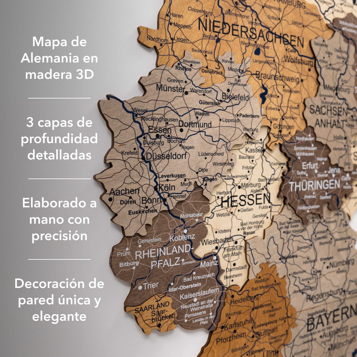 Mapa de Alemania Madera - Multicolor