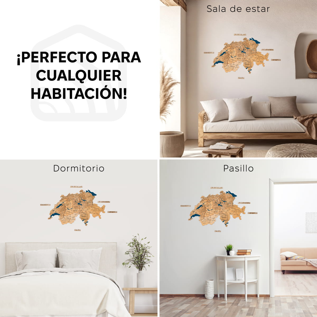 Mapa de Suiza Madera – Gold