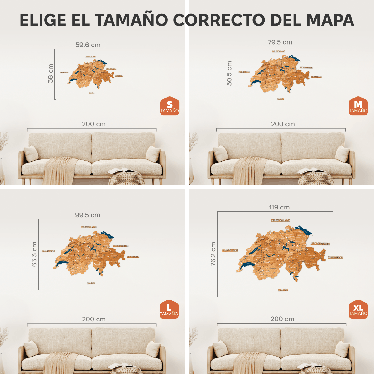 Mapa de Suiza Madera – Oak