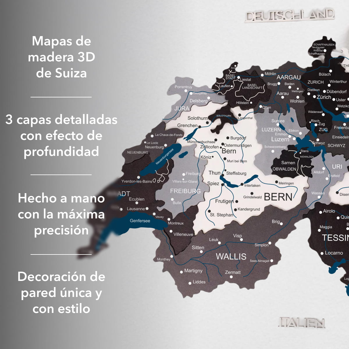 Mapa de Suiza Madera – Nordik