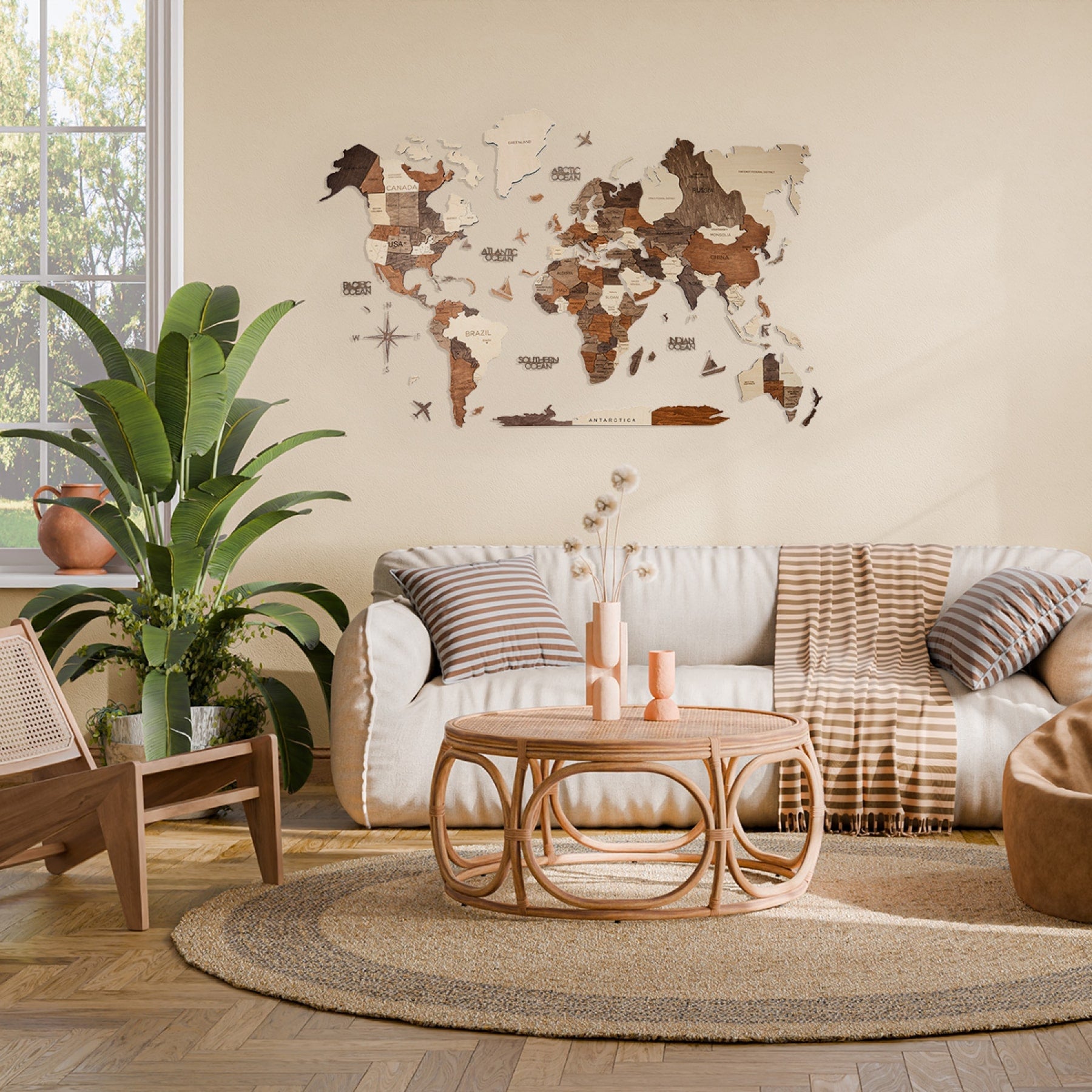 Mapa frontal de madera