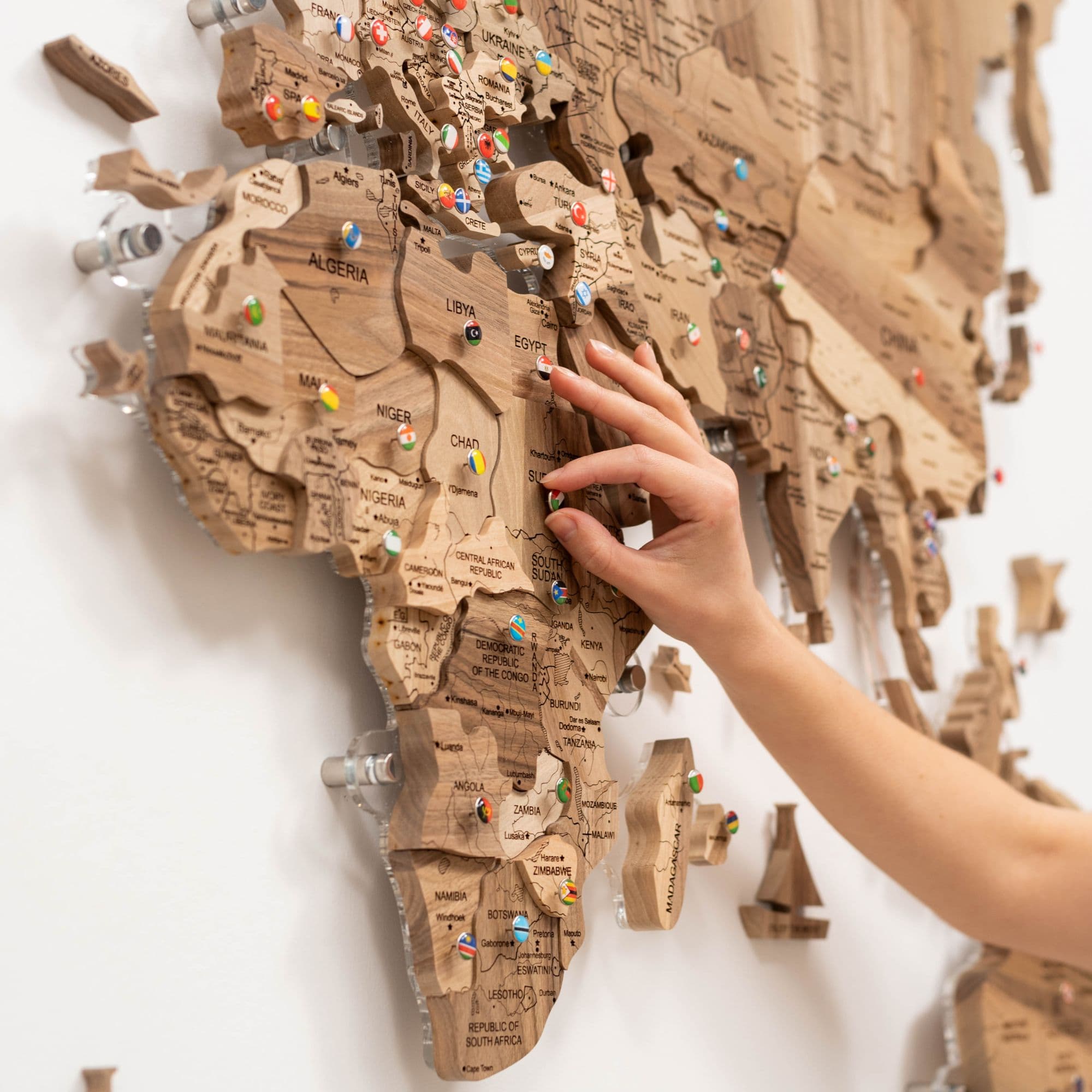 wooden map of the world for wall