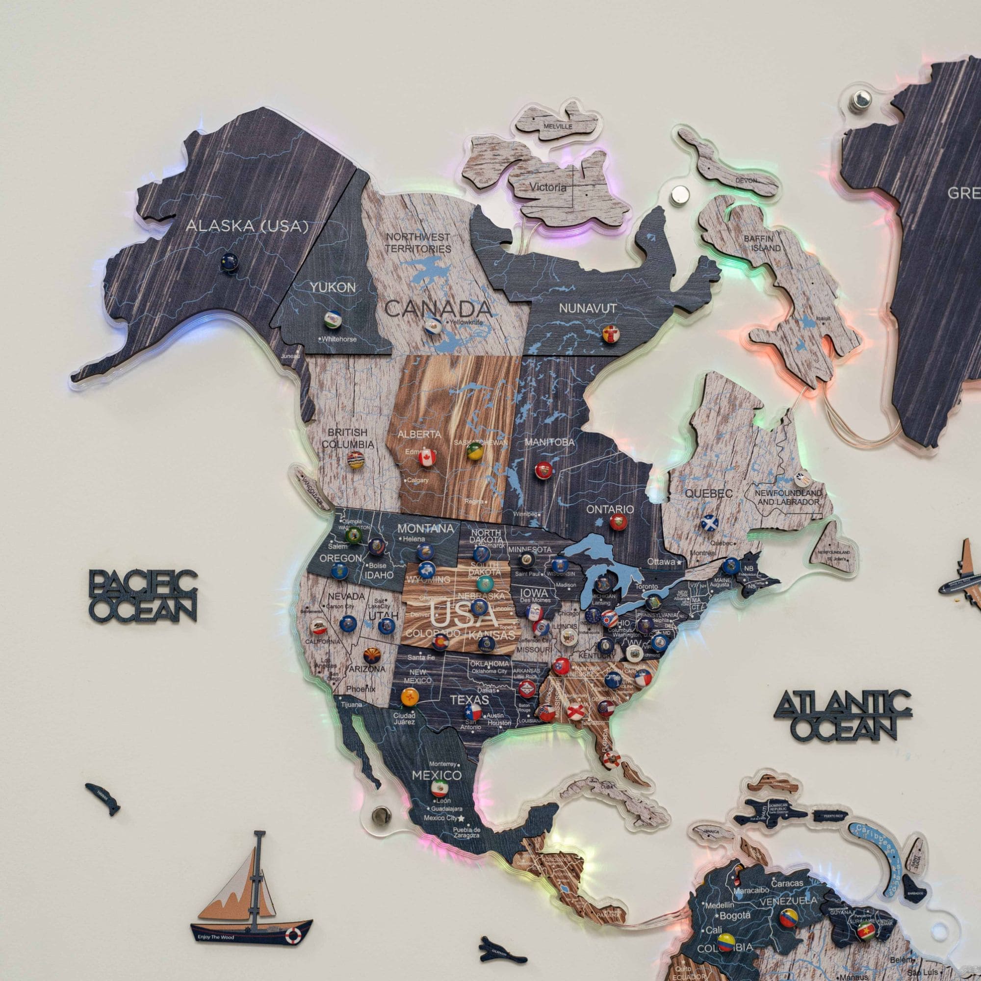 laser cut wooden world map