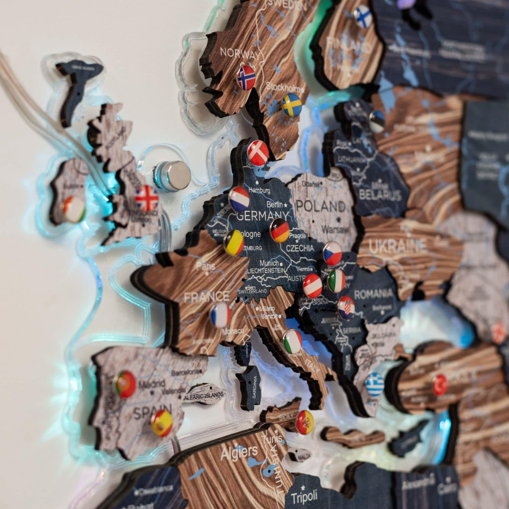 laser cut wooden world map