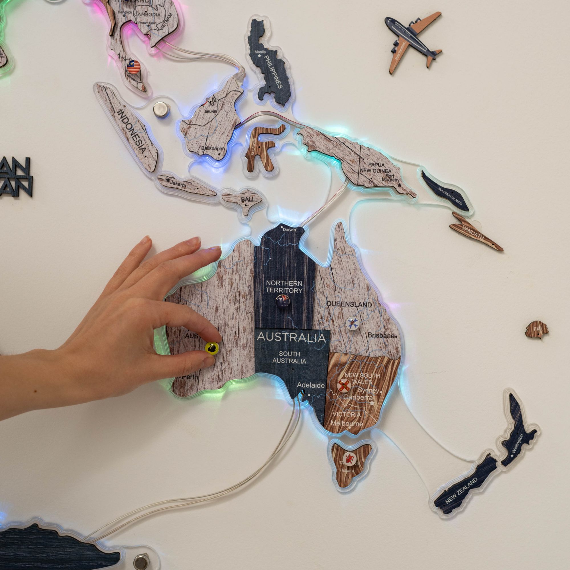 laser cut wooden world map