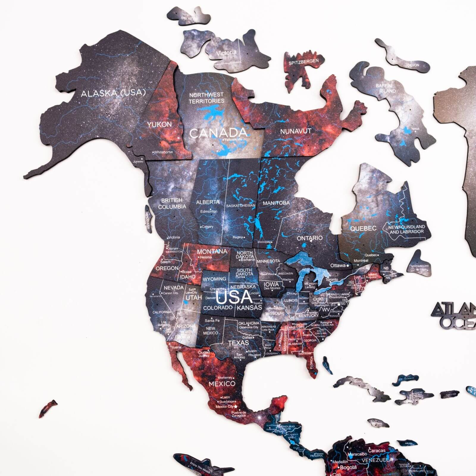 alcor map colored 3d wooden