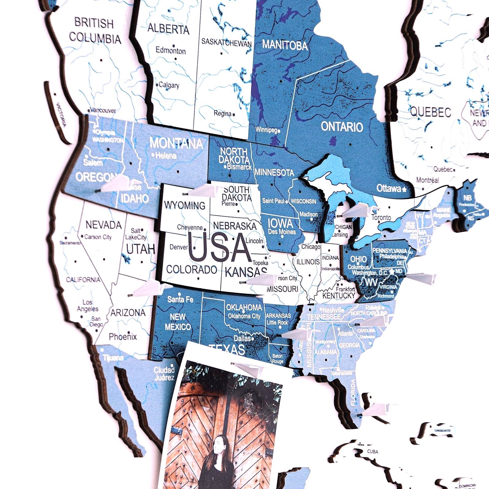 Mapa Mundial 3D de Madera Agua