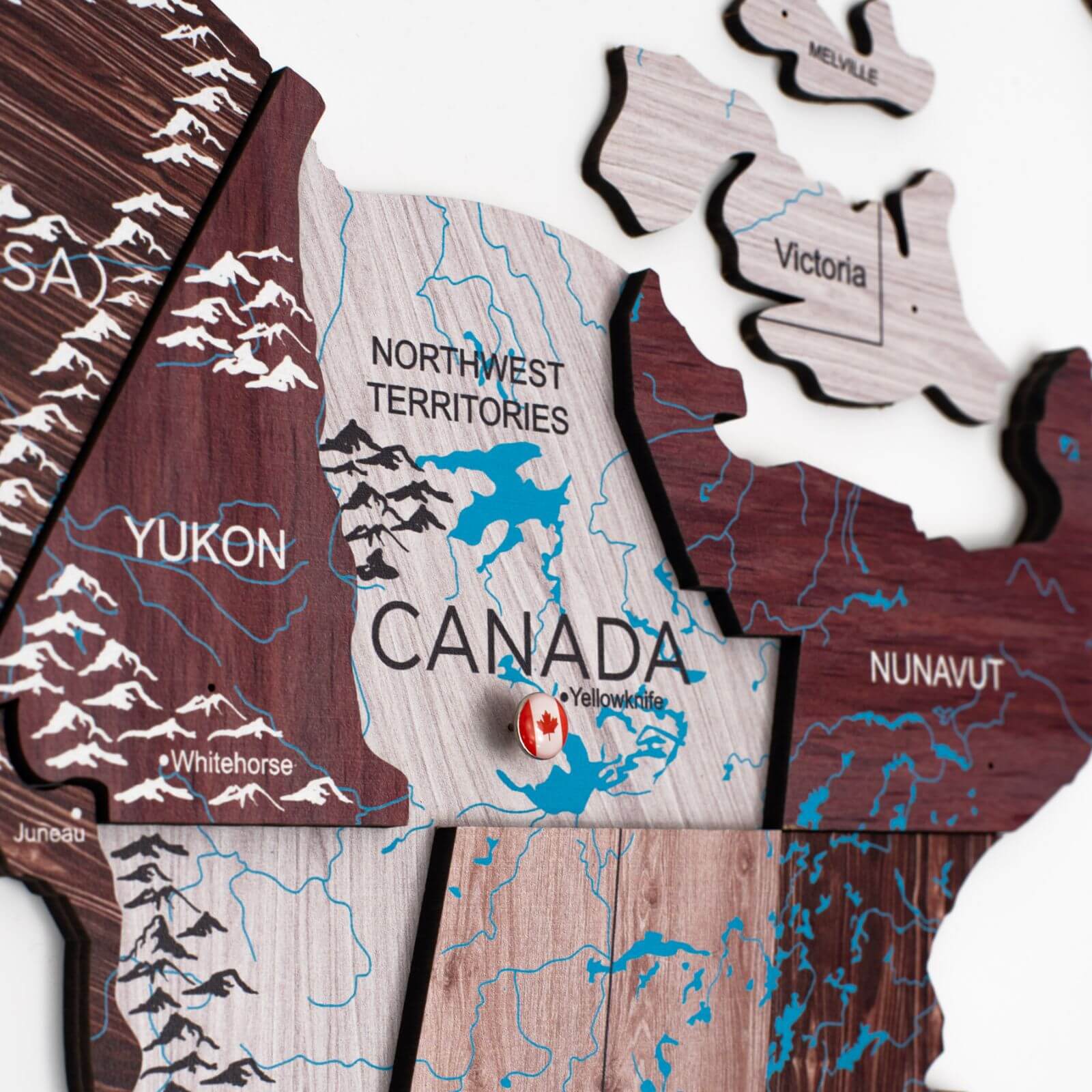 Mapa Mundial 3D de Madera Cappuccino