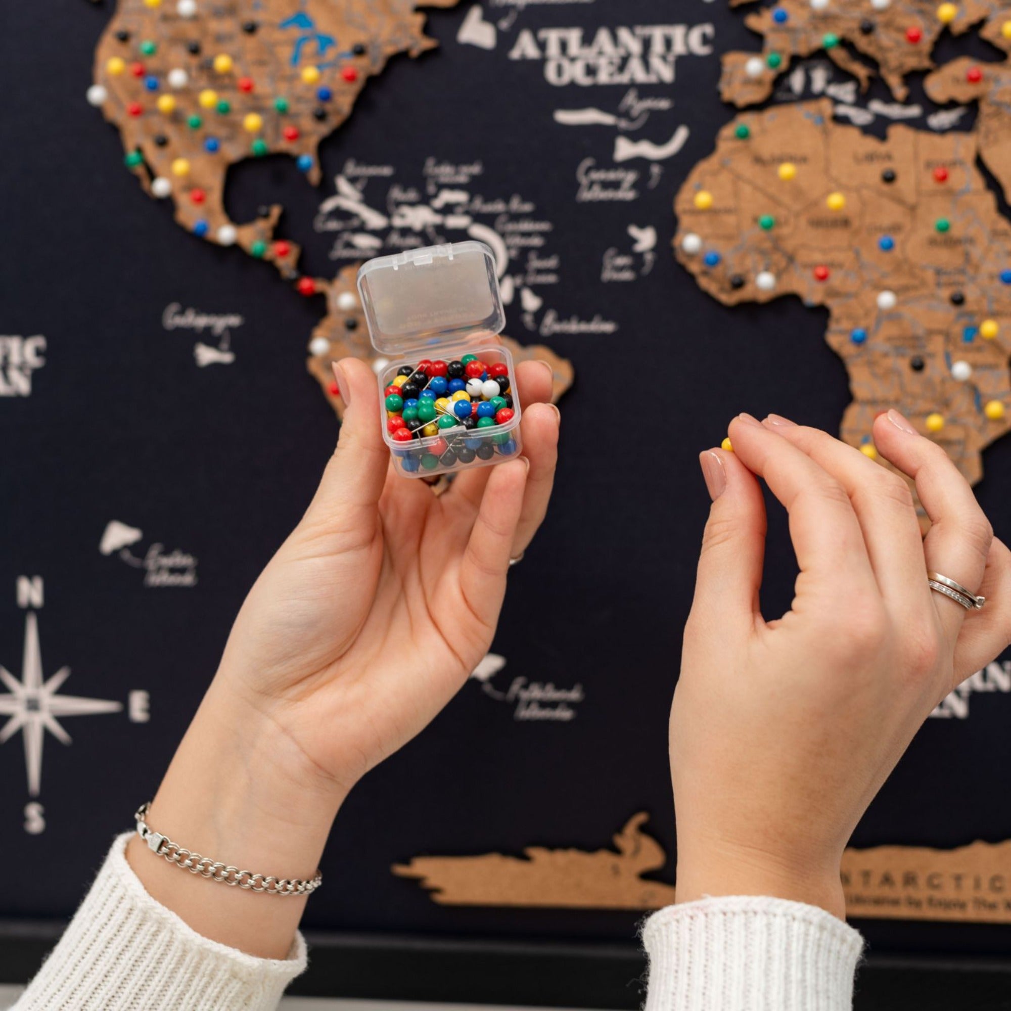 Mapamundi 3D de Madera Un Solo Panel Corcho