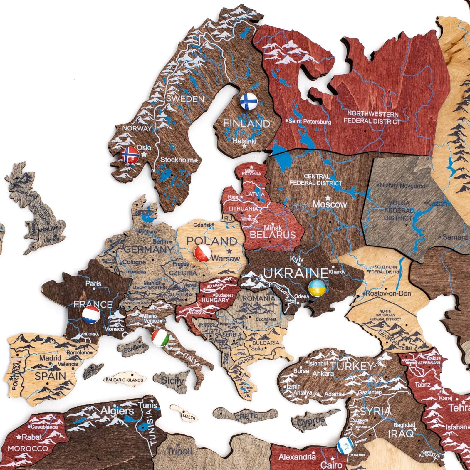 Mapamundi 3D de Madera Fusión