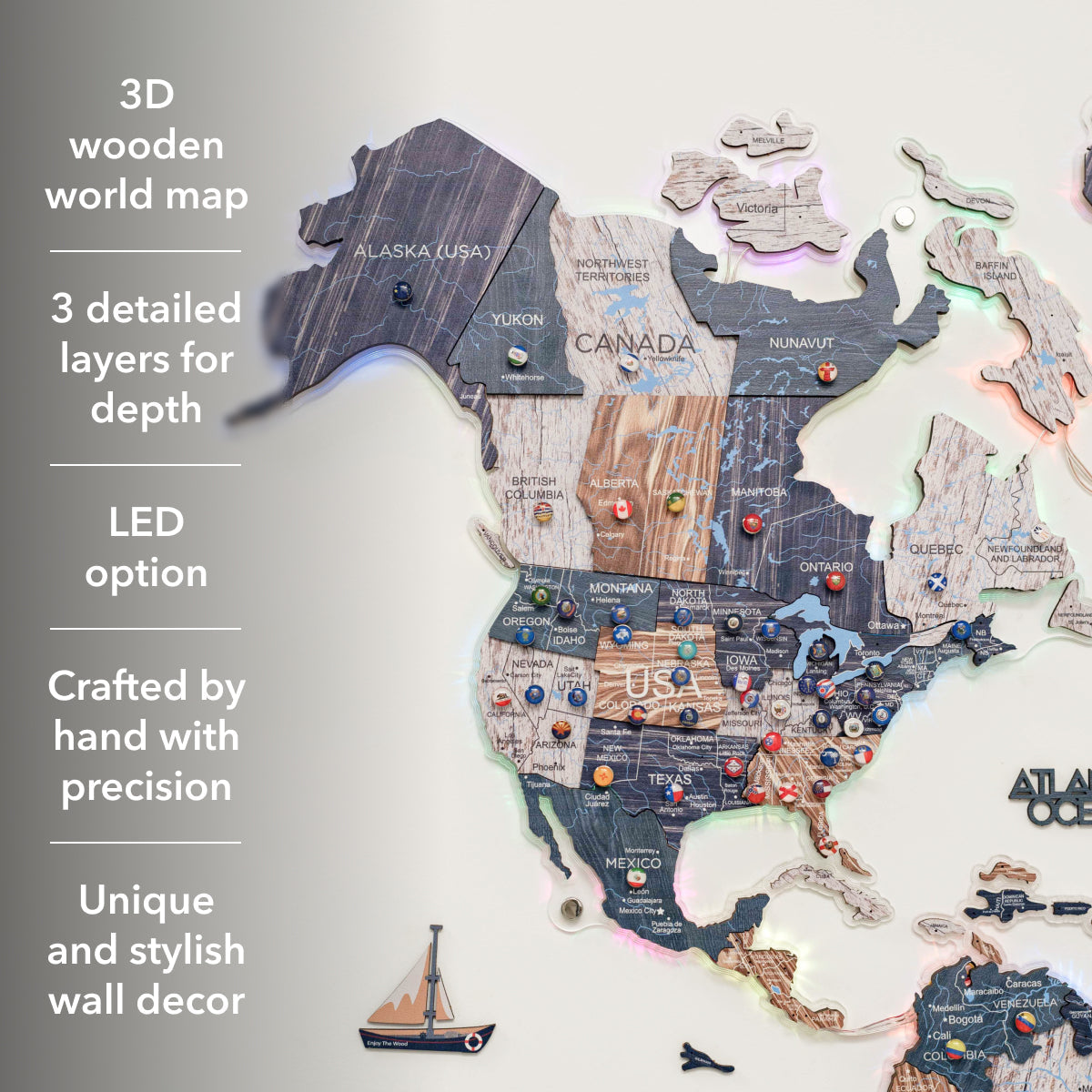 laser cut wooden world map