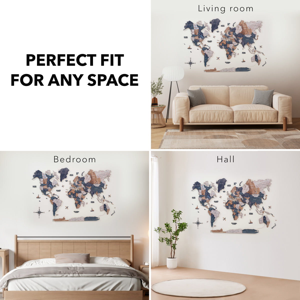 laser cut wooden world map