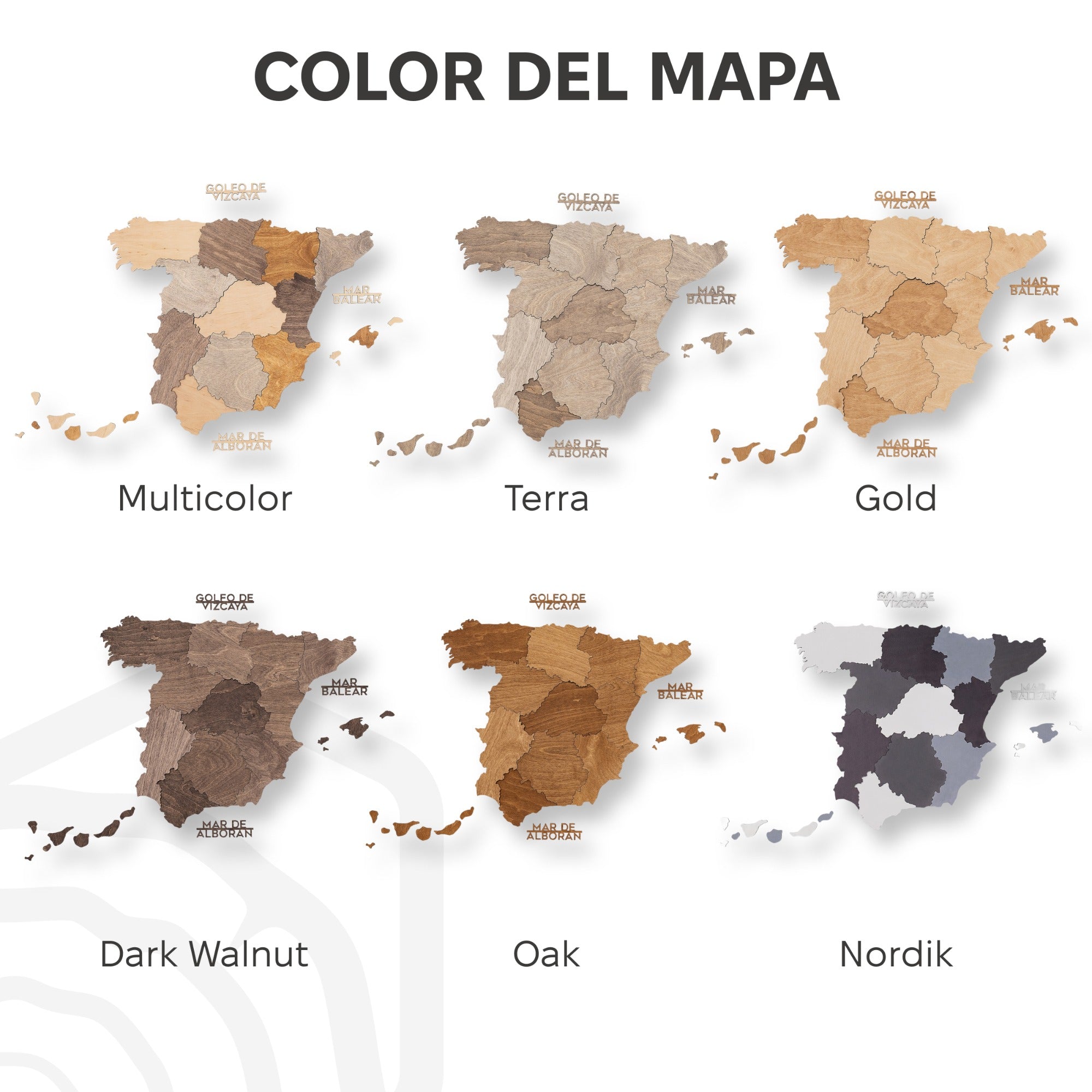 Mapa de España Madera - Roble Natural