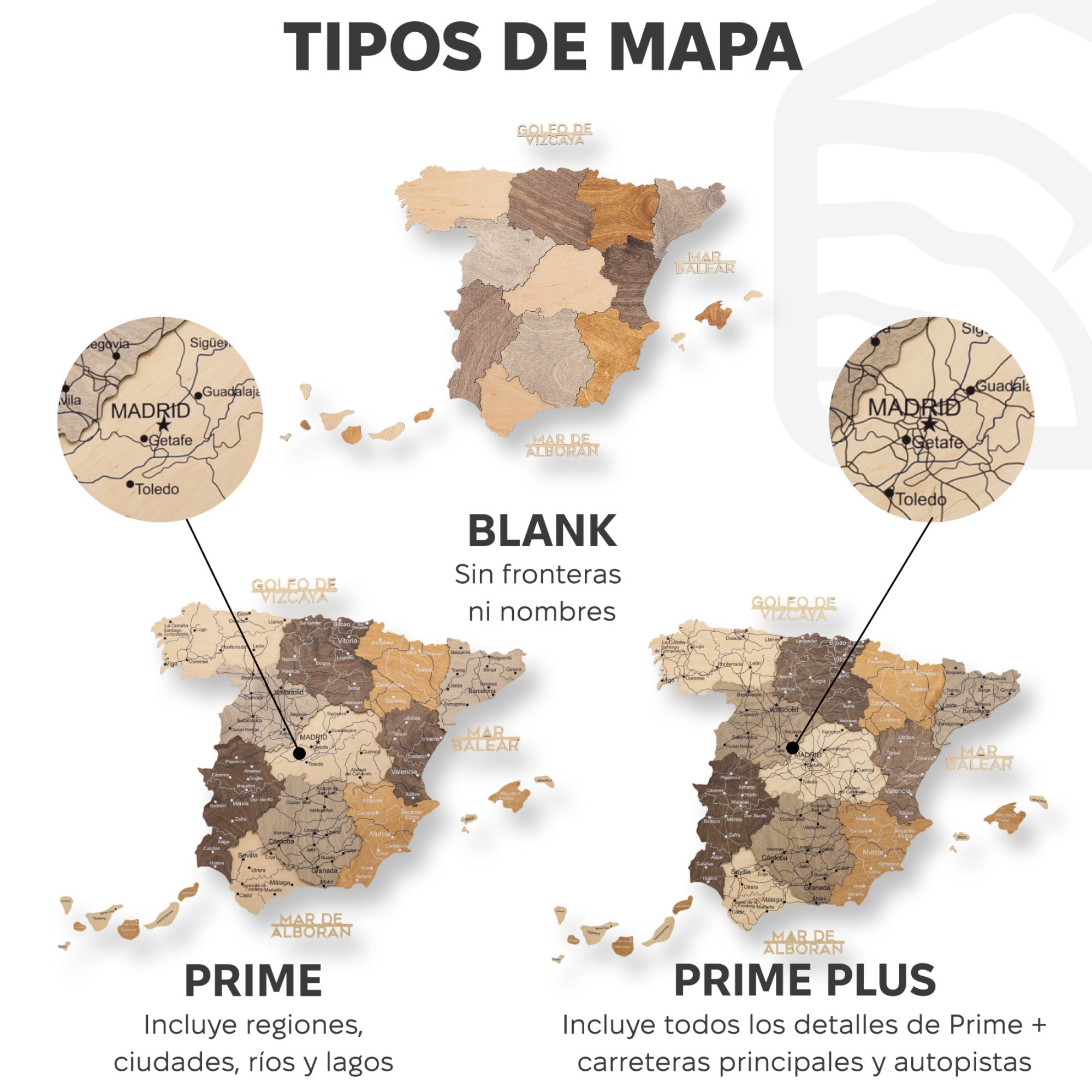Mapa de España Madera – Multicolor