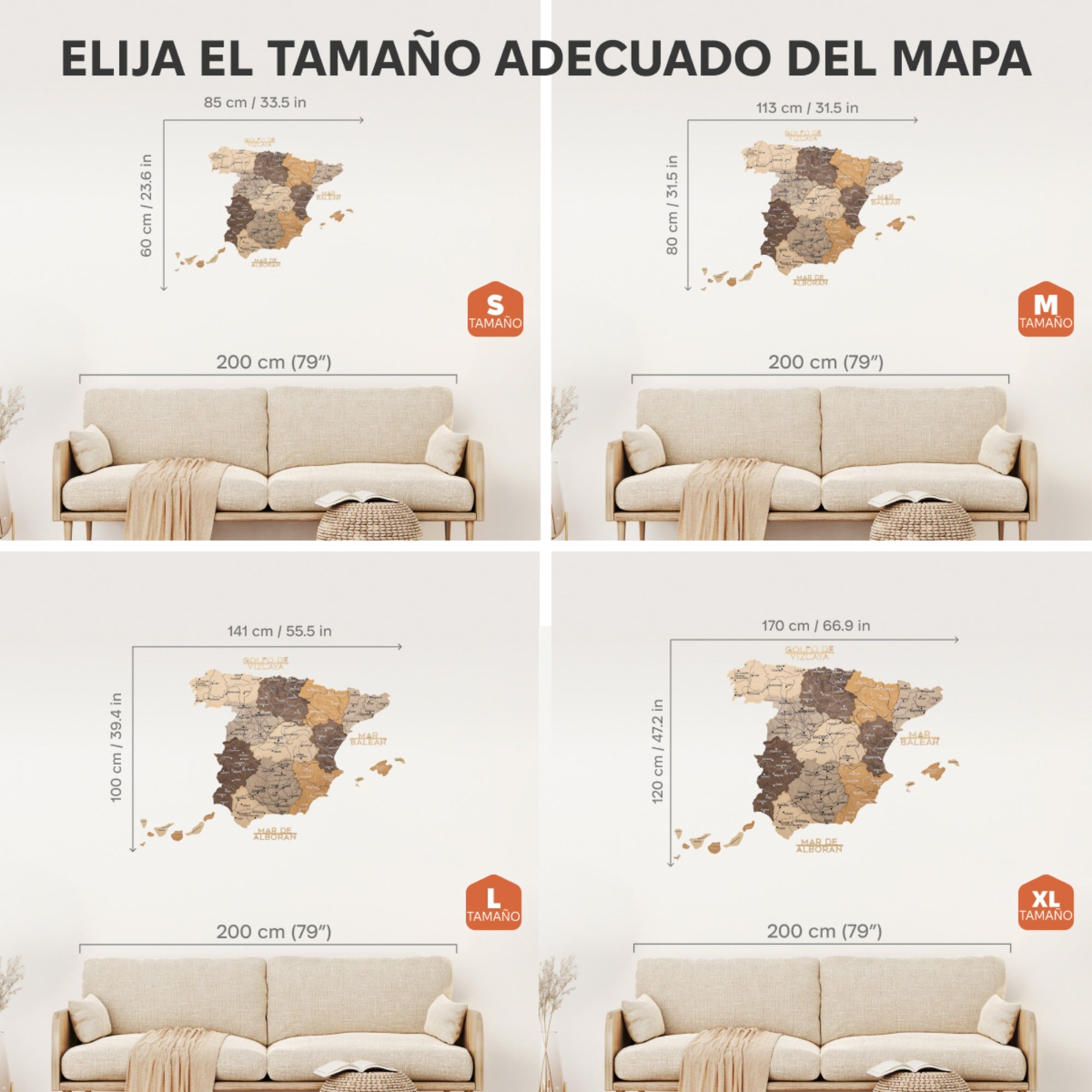 Mapa de España Madera – Multicolor
