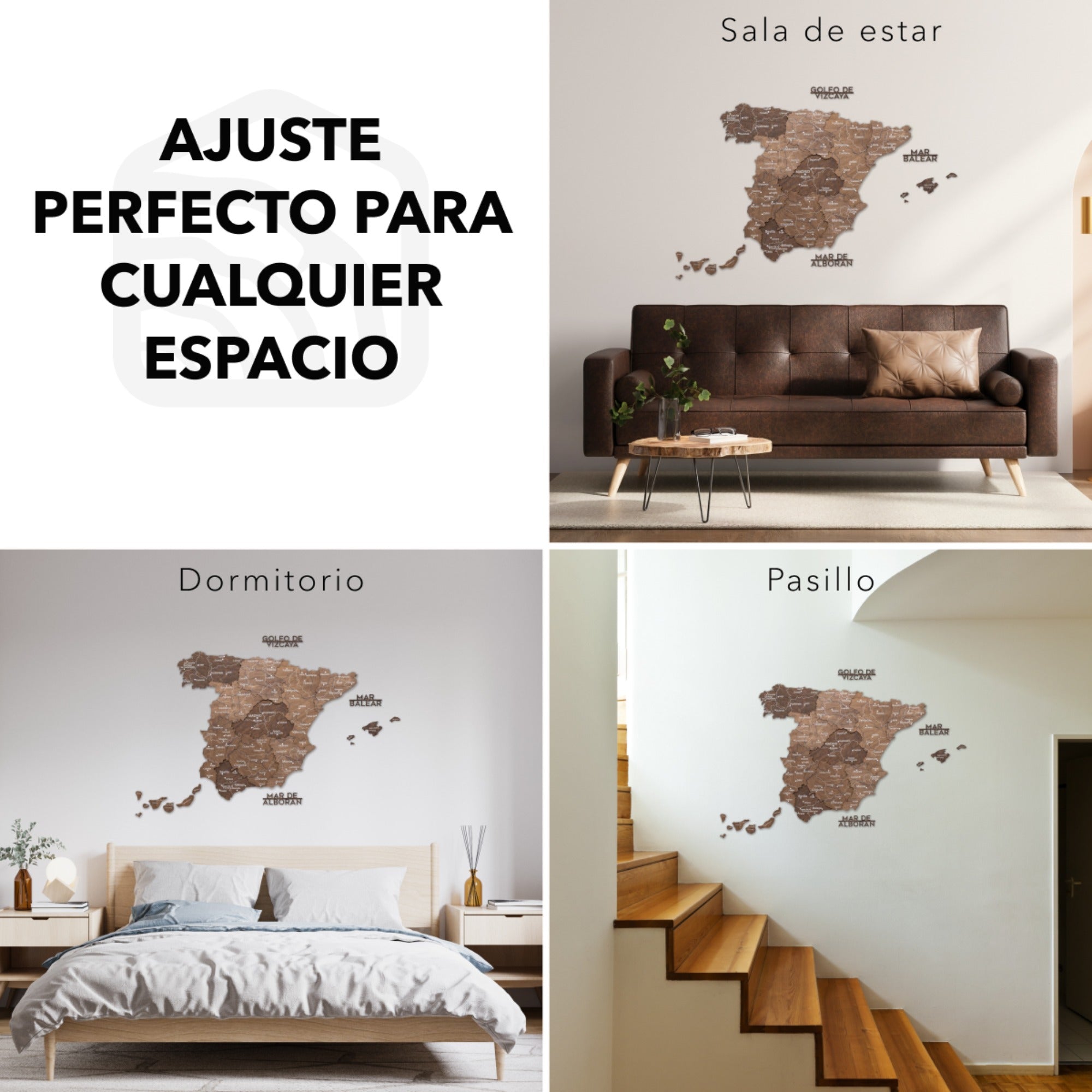 Mapa de España Madera - Nogal Oscuro