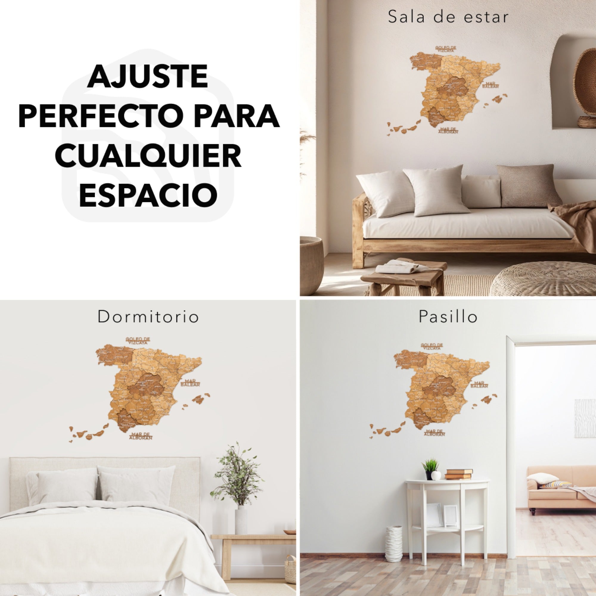 Mapa de España Madera - Roble Natural