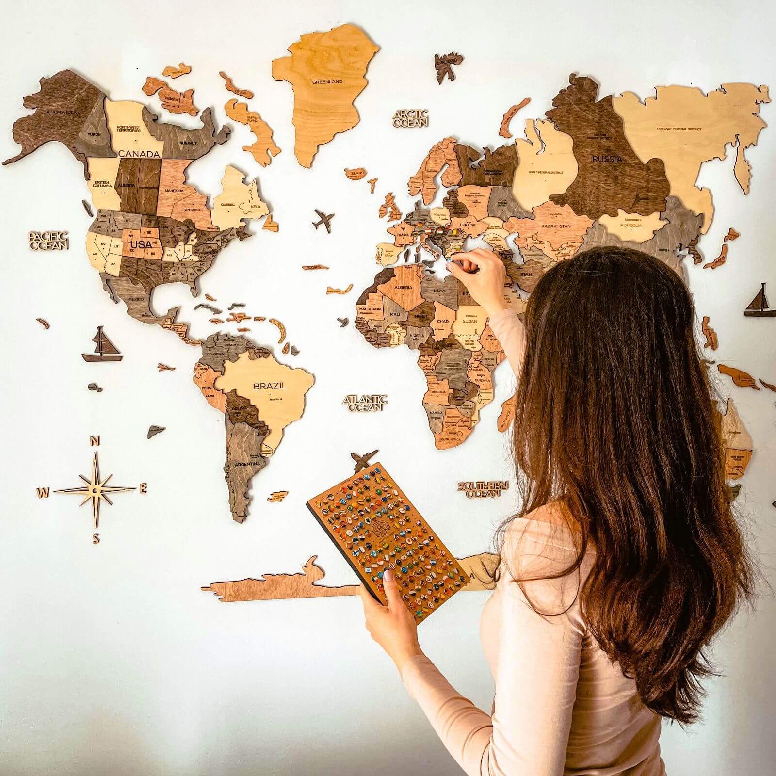 Decoración de pared con mapa