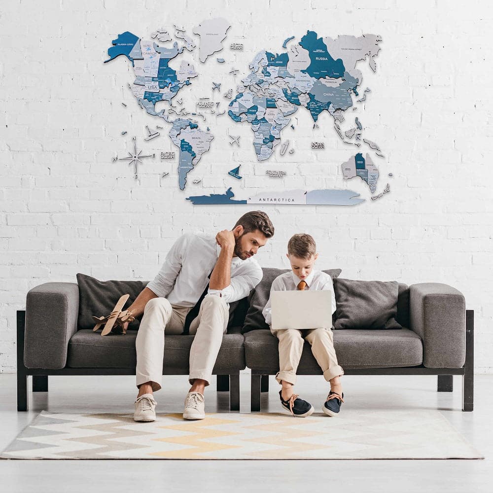 3d Farbige Weltkarte aus Holz