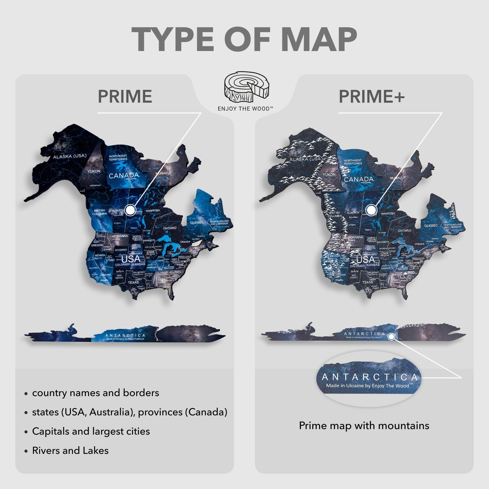 3D LED / LUMINOUS Wooden World Map 3.0 Space