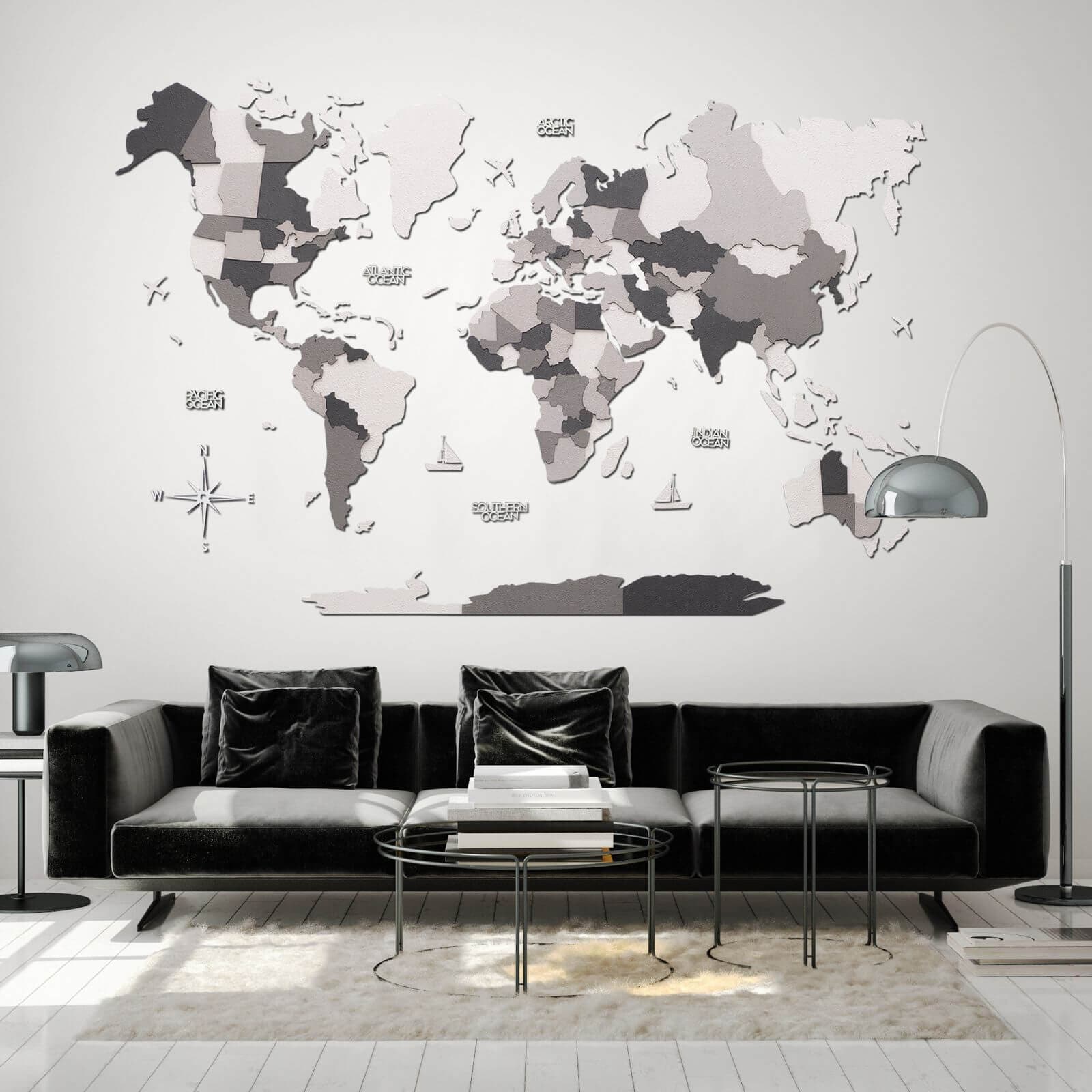 Mapa Mundial de Madera en 3D a Color
