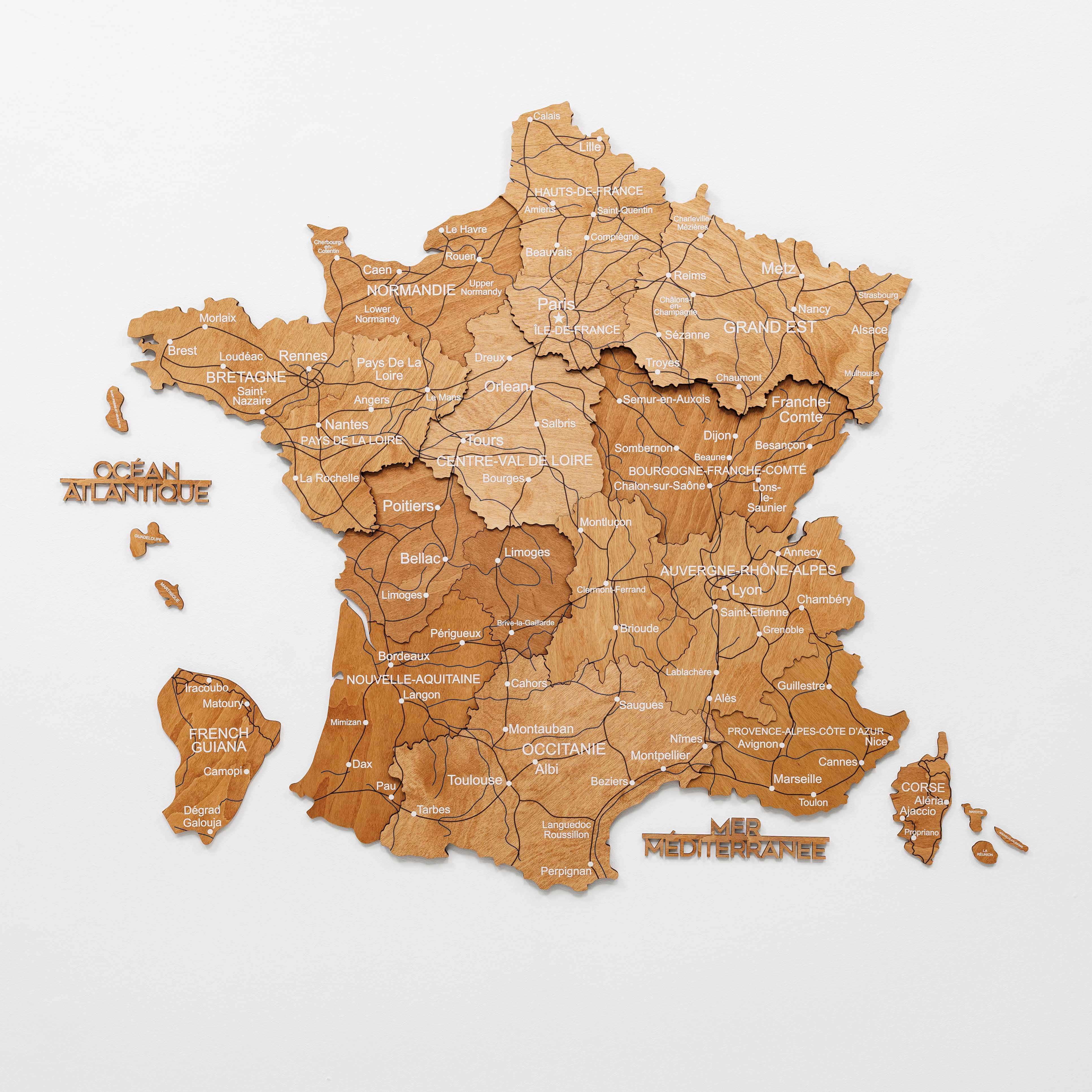 Mapa de Francia Madera