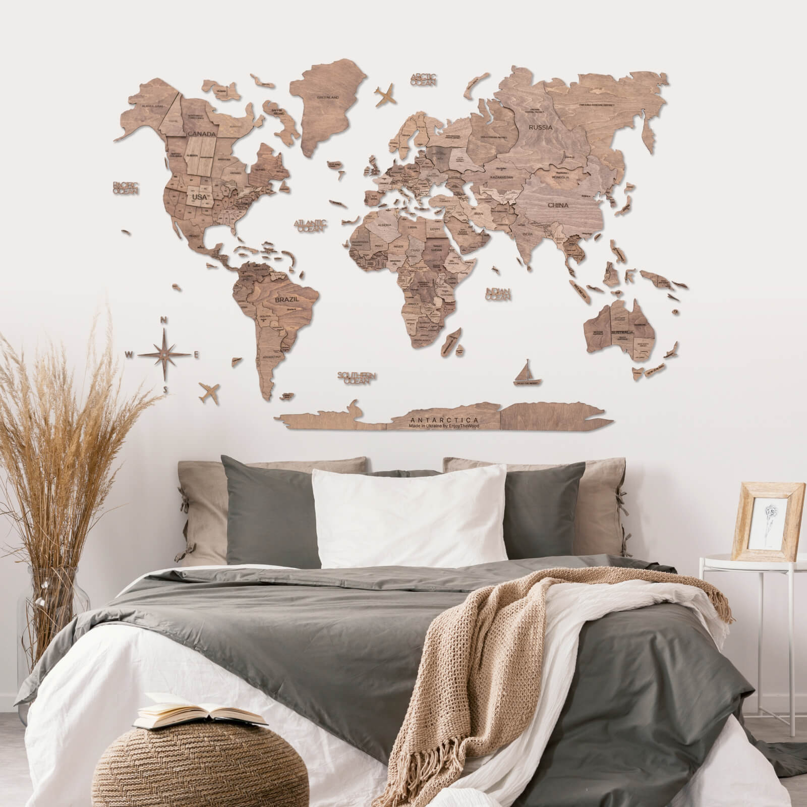 Mapa Mundi 3D de Madera Terra