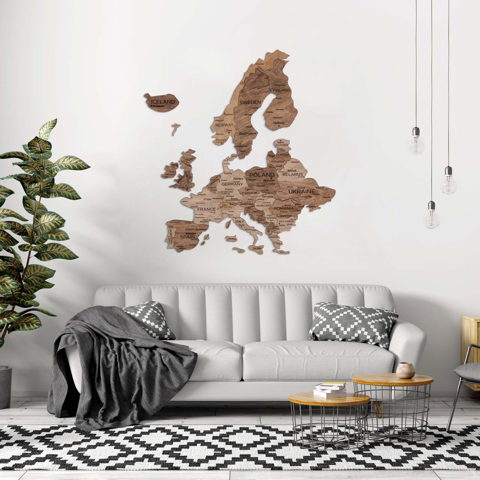 Mapa de Europa 3D de Madera Terra