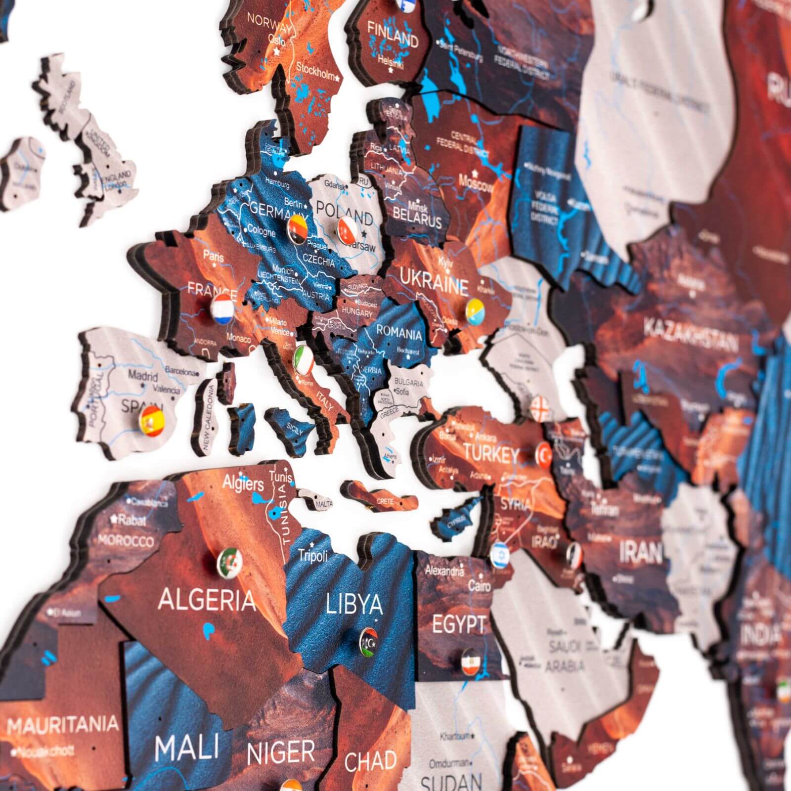 3d wooden map wall decor dune color