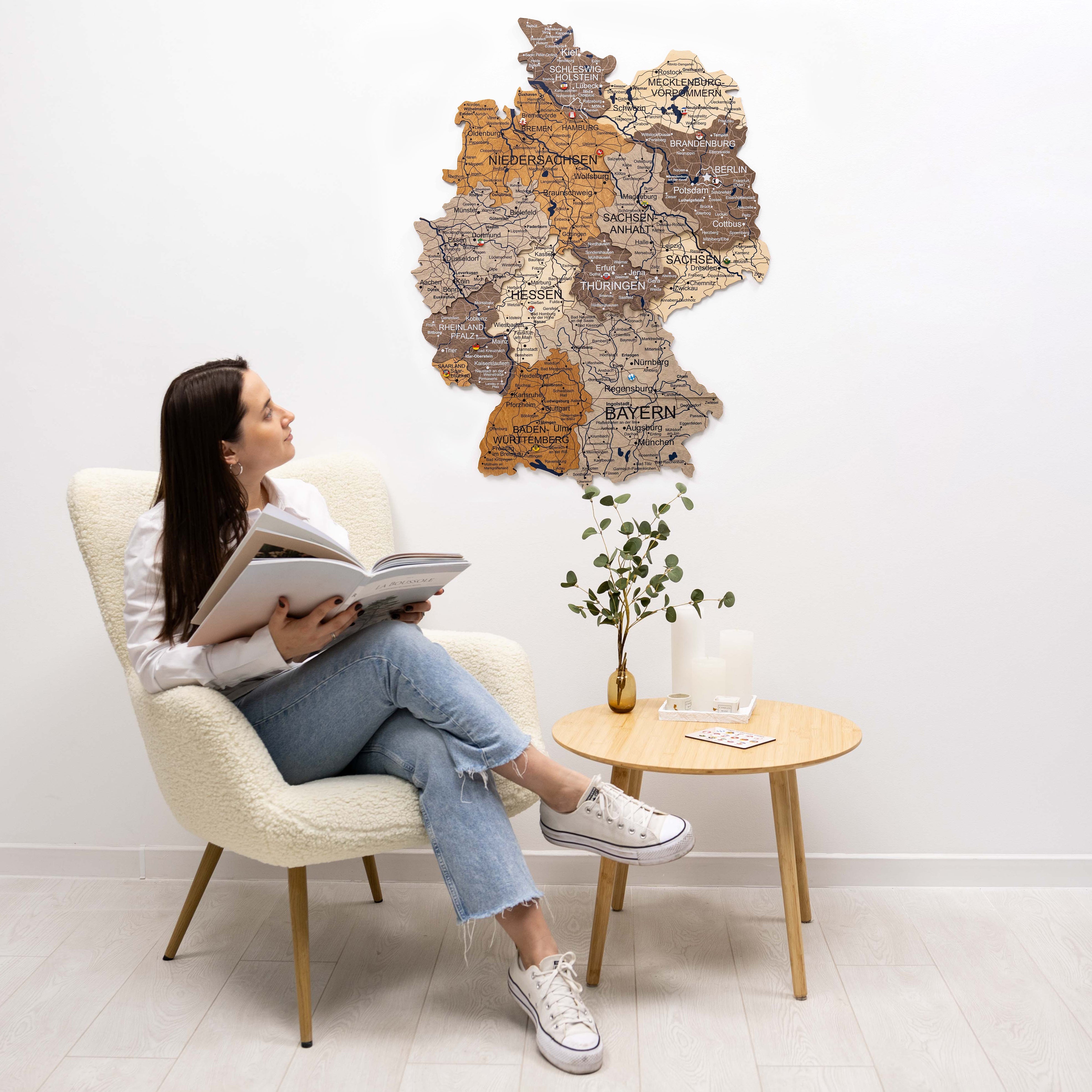 Mapa de Alemania Madera - Multicolor