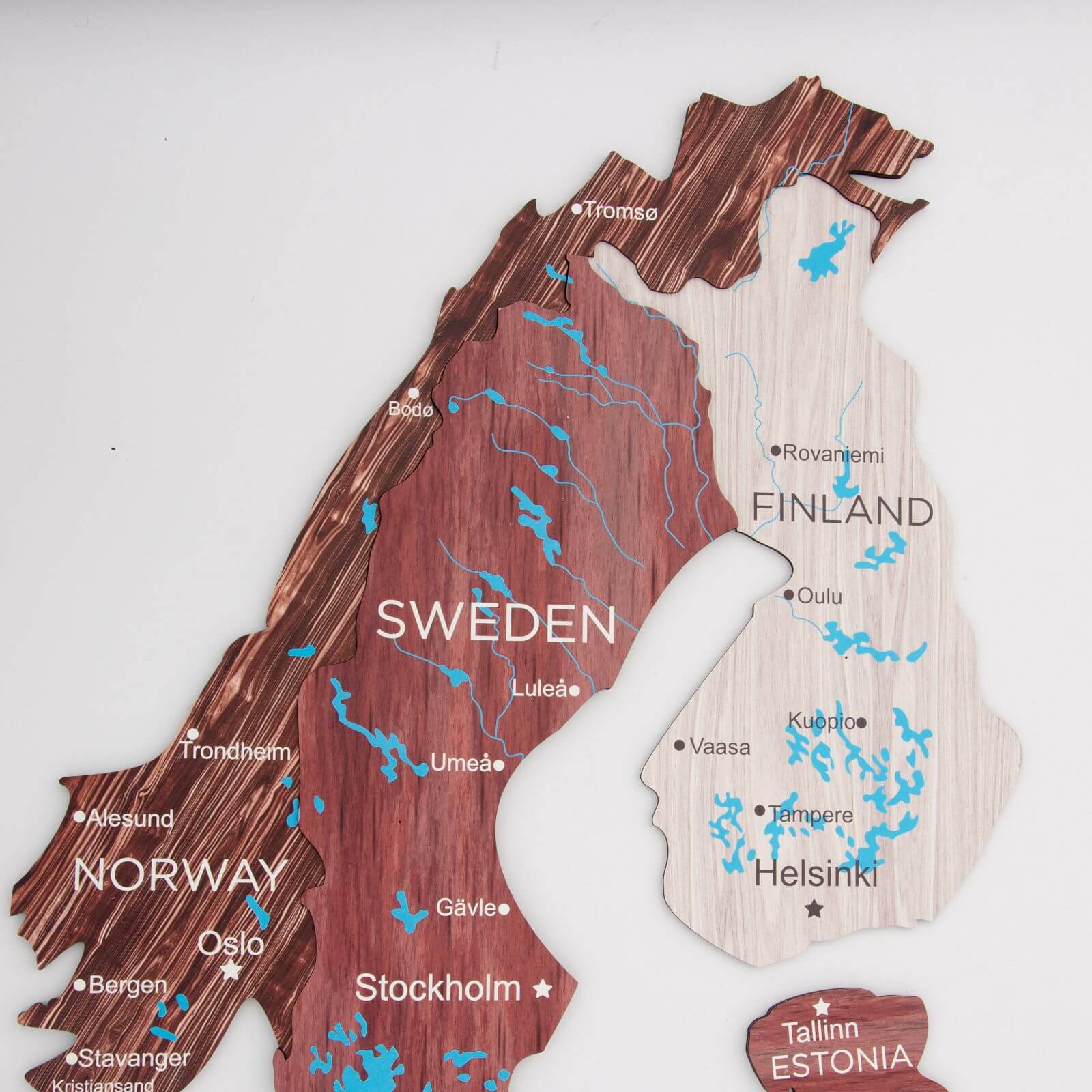 Mapa de Europa 3D de Madera Cappuccino
