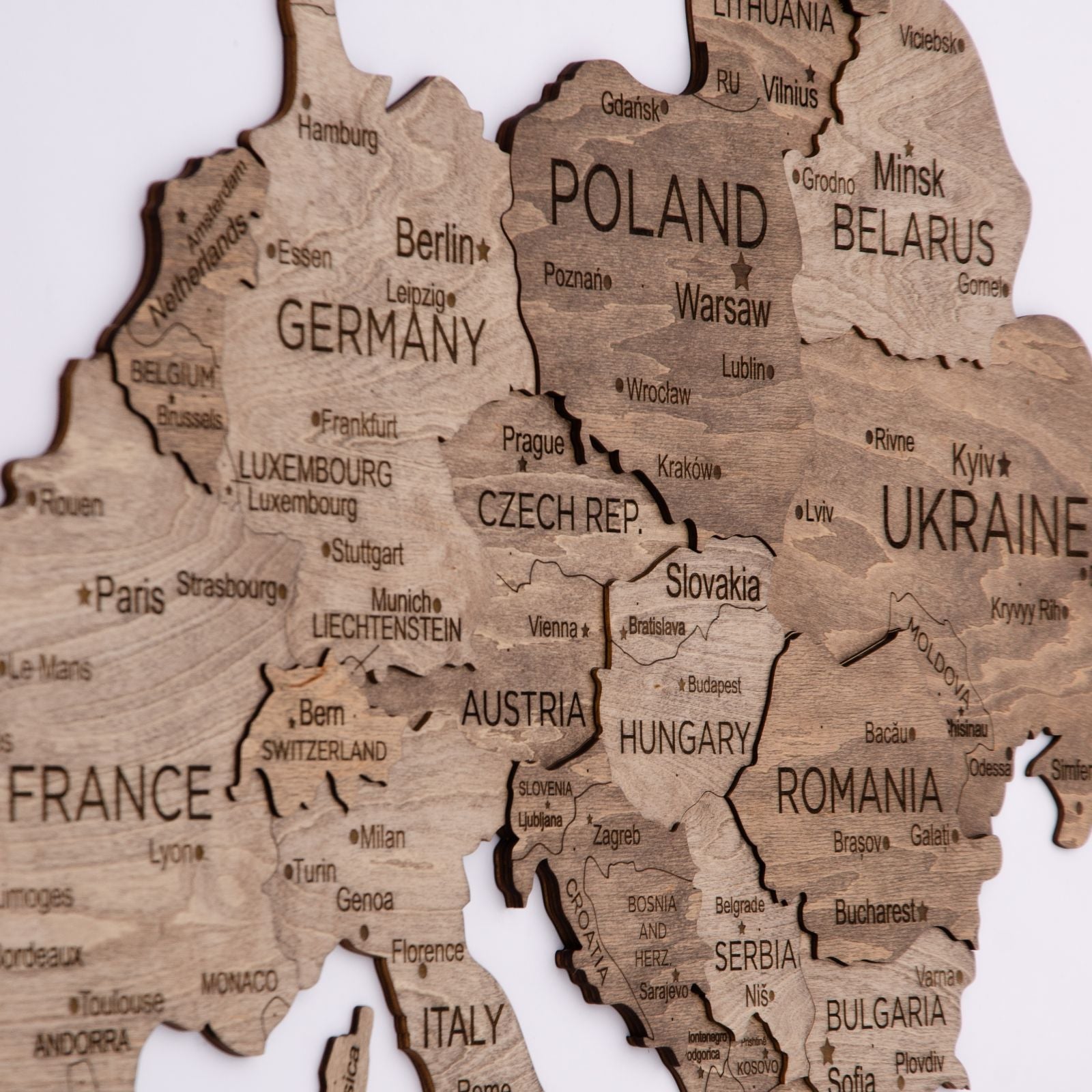 Mapa de Europa 3D de Madera Terra